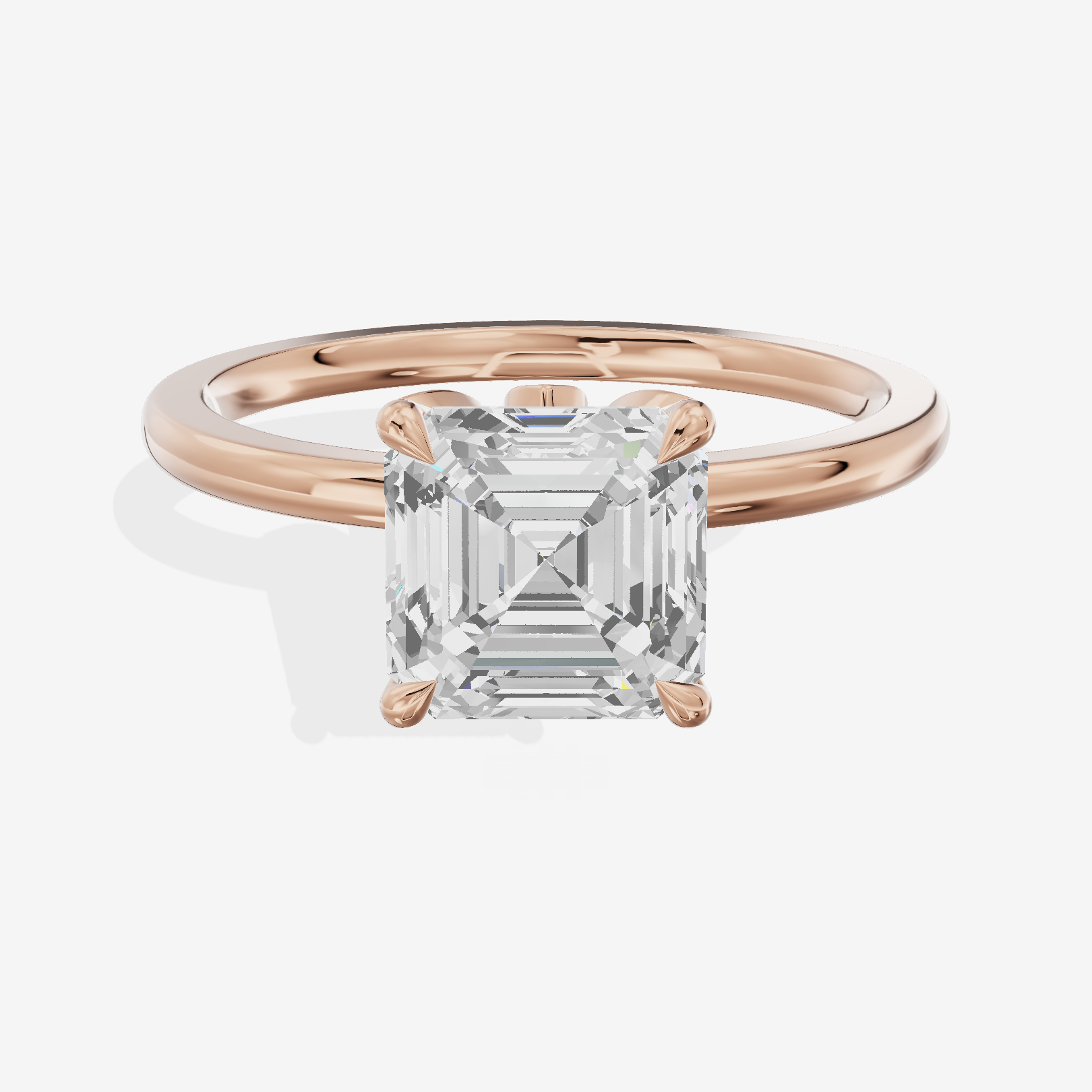 Whispered Vowsae Asscher Engagement Ring with Side Stones (1/15 ct. tw.) in 18K Rose Gold