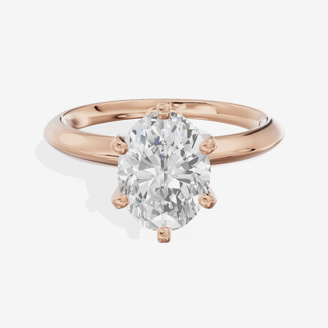 Classic Vowsae 2.5mm Oval Six-Prong Engagement Ring in 18K Rose Gold