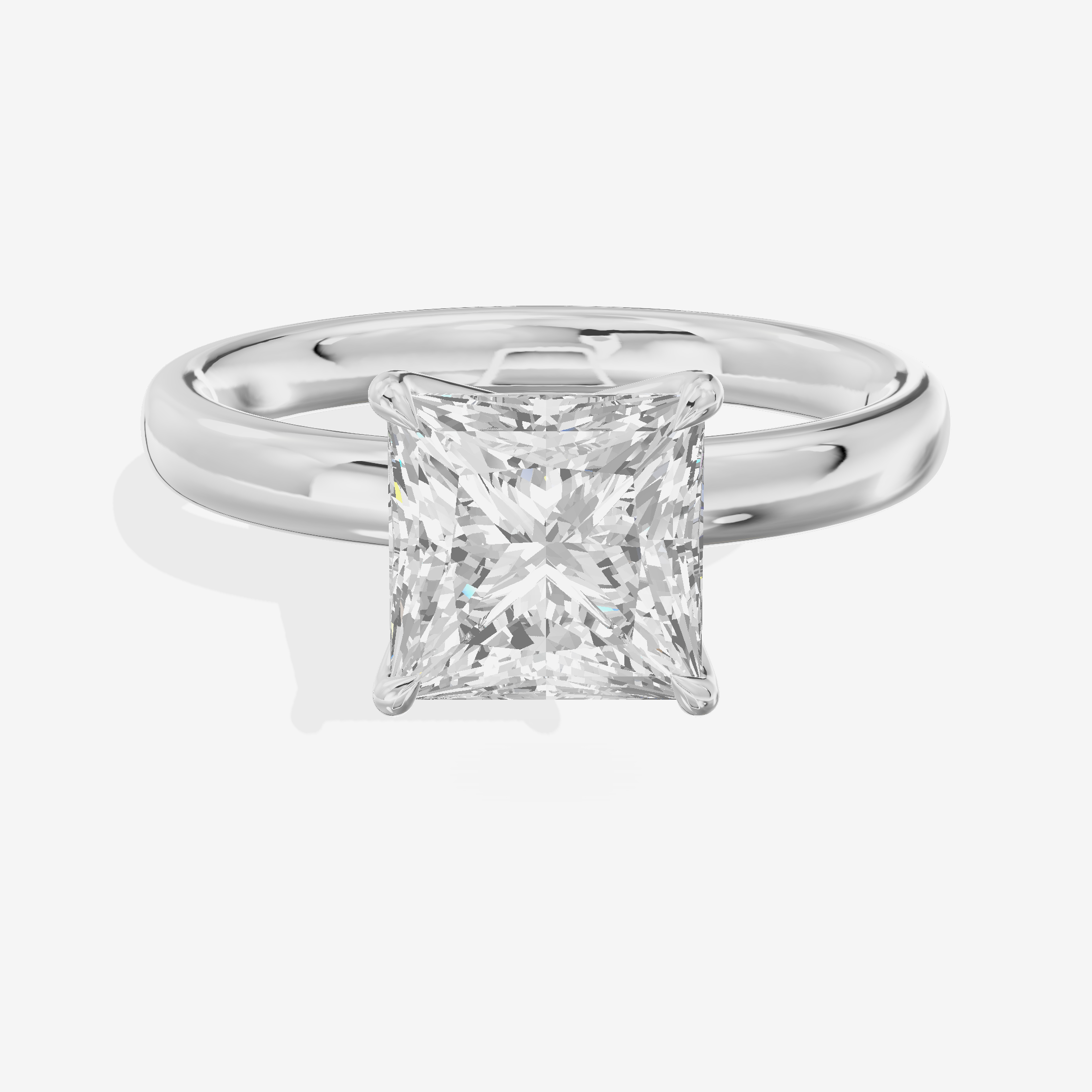 Hallowed Promezza 2.5mm Princess Solitaire Engagement Ring in 14K White Gold