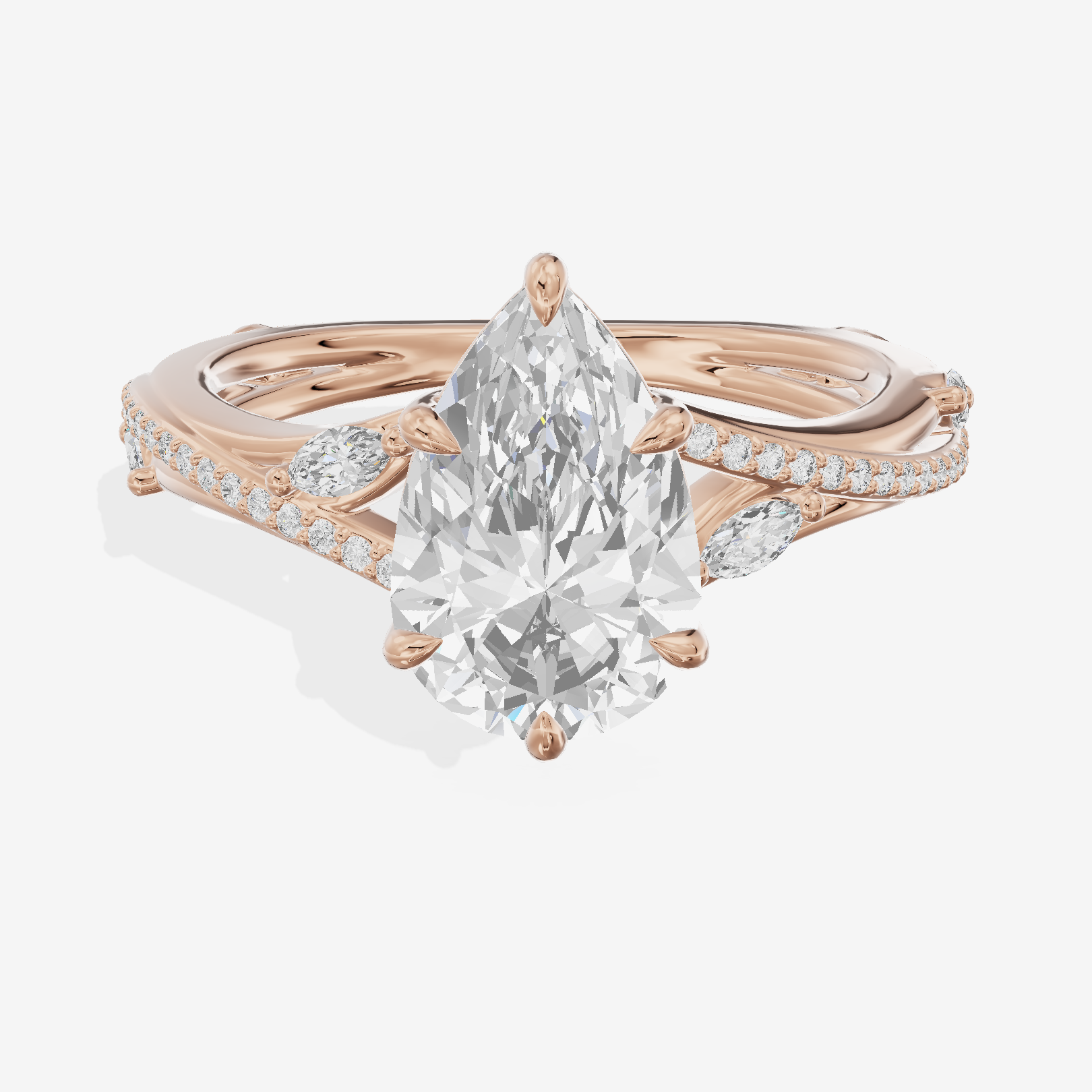 Twined Adorae Pear Twisted Engagement Ring (1/4 ct. tw.) in 18K Rose Gold