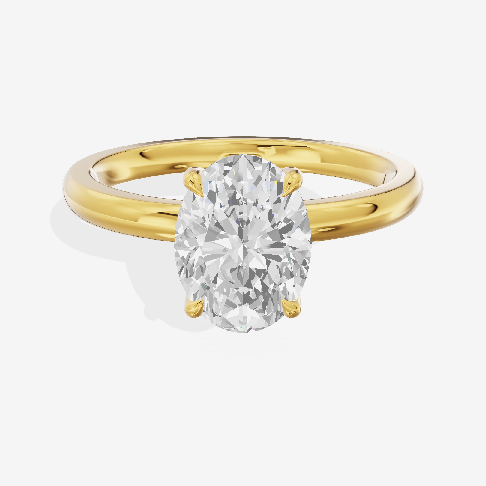 Sincere Cathedral 1.5mm Oval Six-Prong Engagement Ring in 14K Yellow Gold