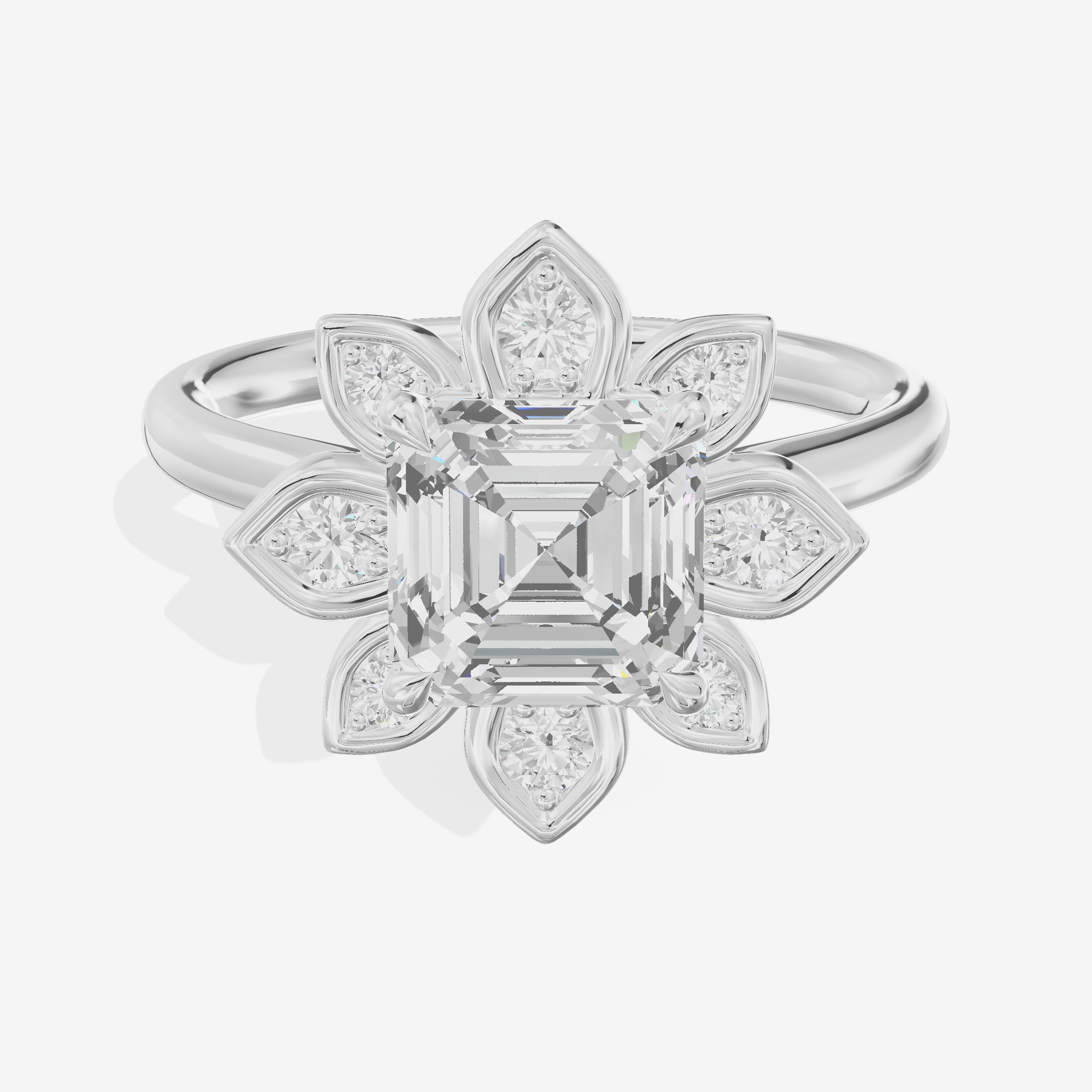 Solea Asscher Halo Engagement Ring (3/4 ct. tw.) in 18K White Gold