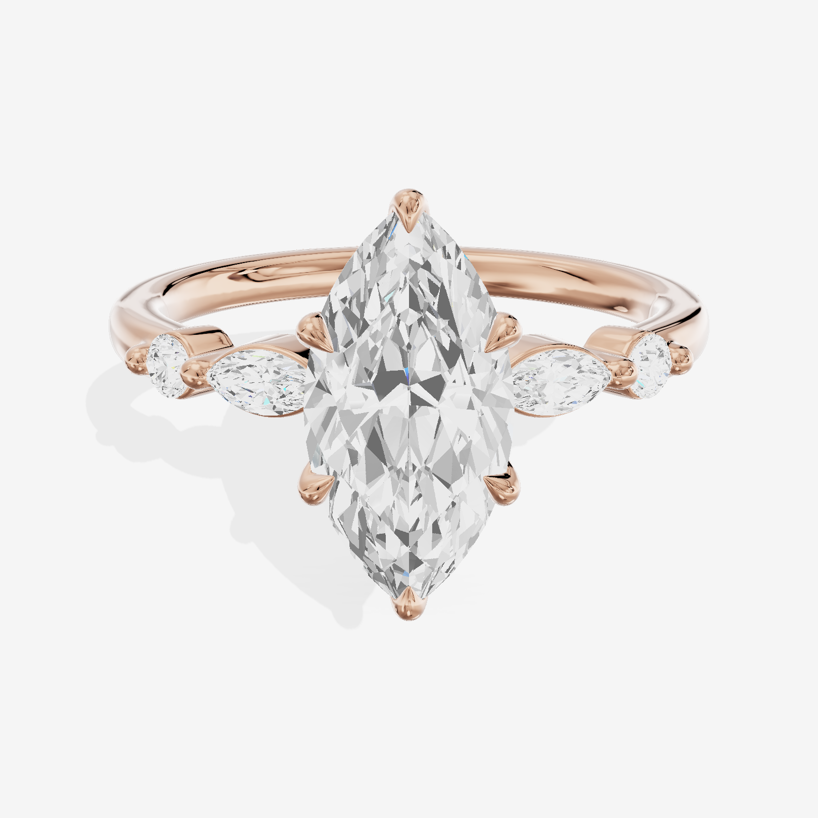 Petite Cherubine Marquise Engagement Ring with Side Stones (1/3 ct. tw.) in 14K Rose Gold