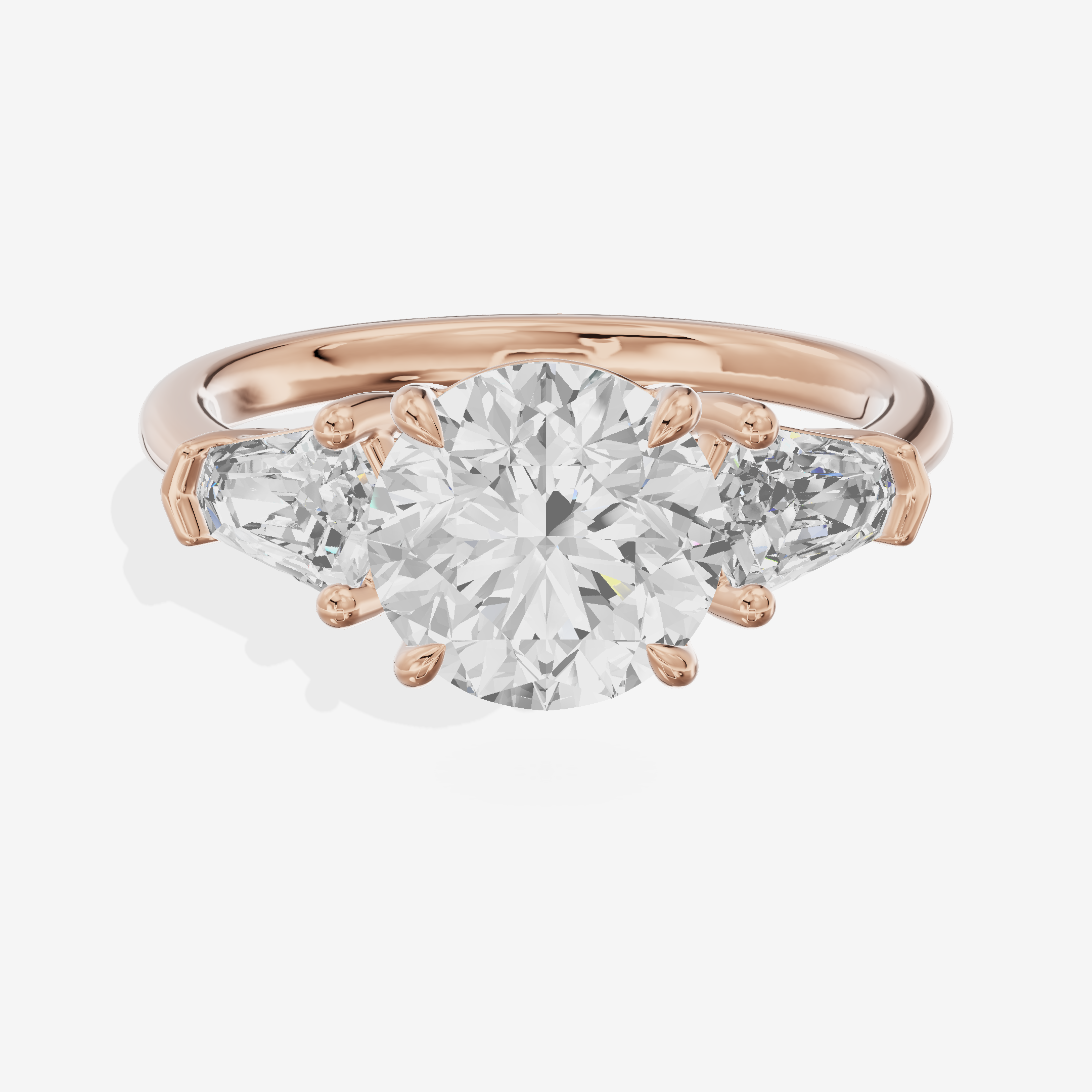 Classic Mirth Round Three Stone Engagement Ring (1/2 ct. tw.) in 14K Rose Gold