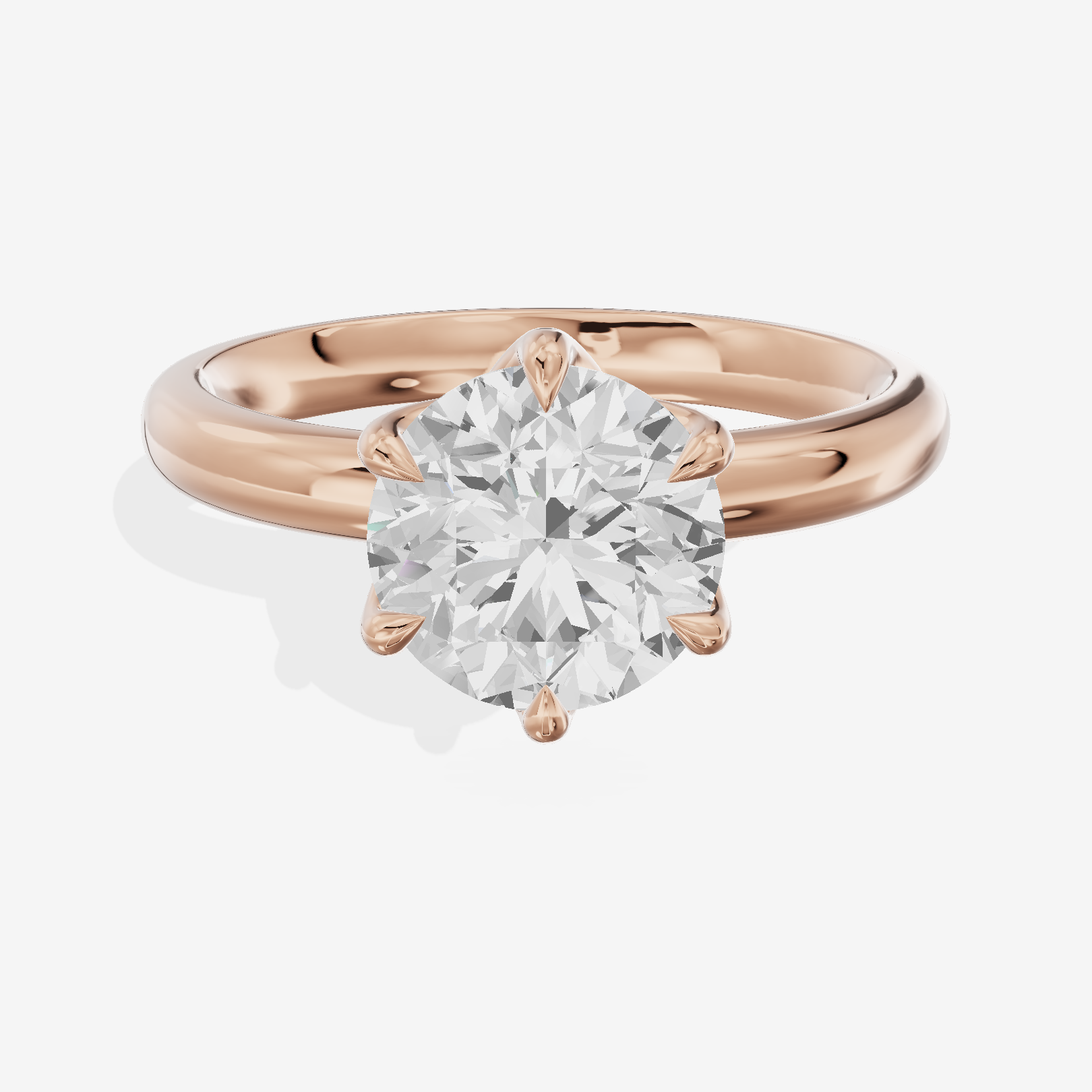 Vowsae 2.5mm Round Six-Prong Engagement Ring in 14K Rose Gold