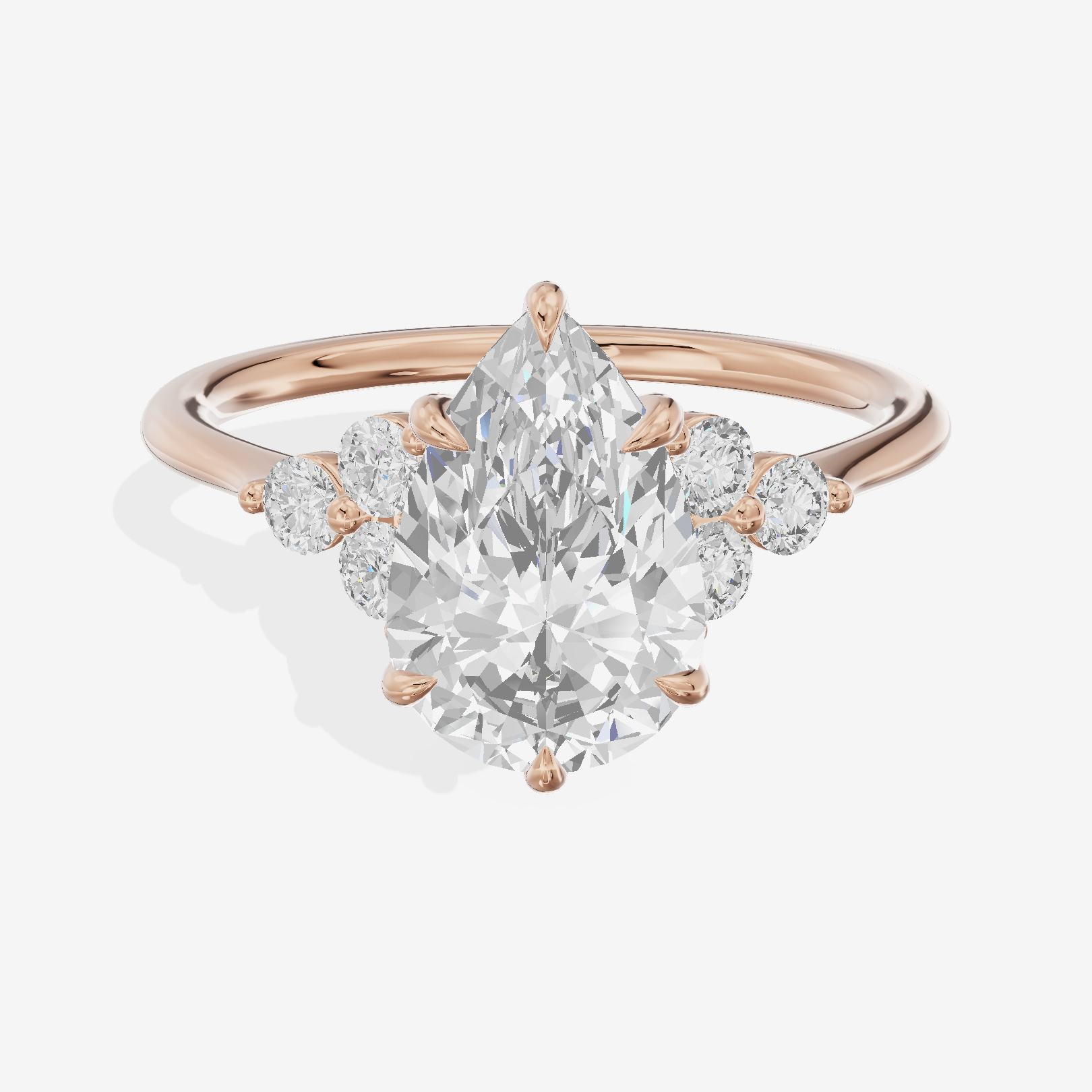 Luxe Trueheart Pear Engagement Ring with Side Stones (1/5 ct. tw.) in 14K Rose Gold