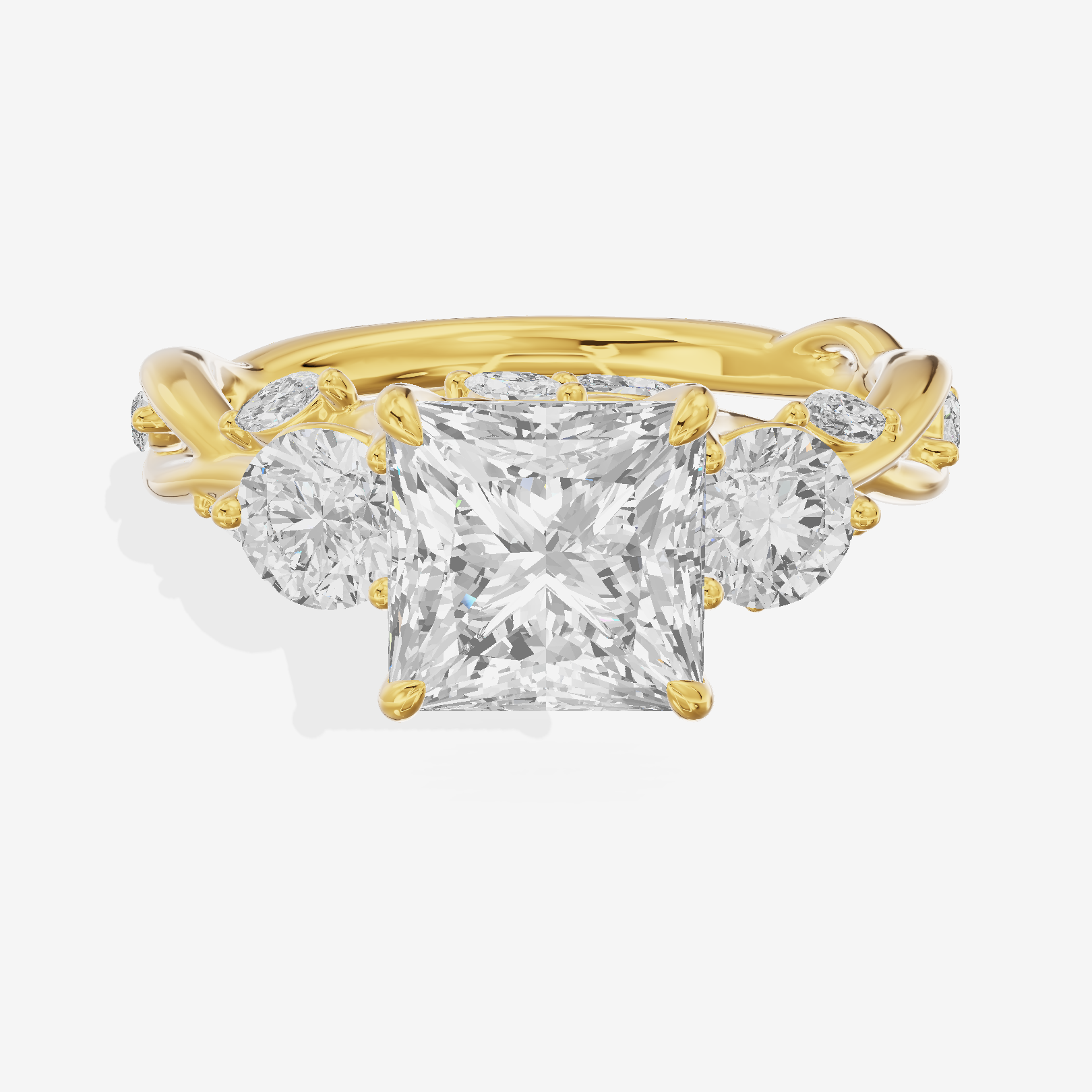 Modern Vowsae Three Stone Princess Engagement Ring (3/4 ct. tw.) in 18K Yellow Gold