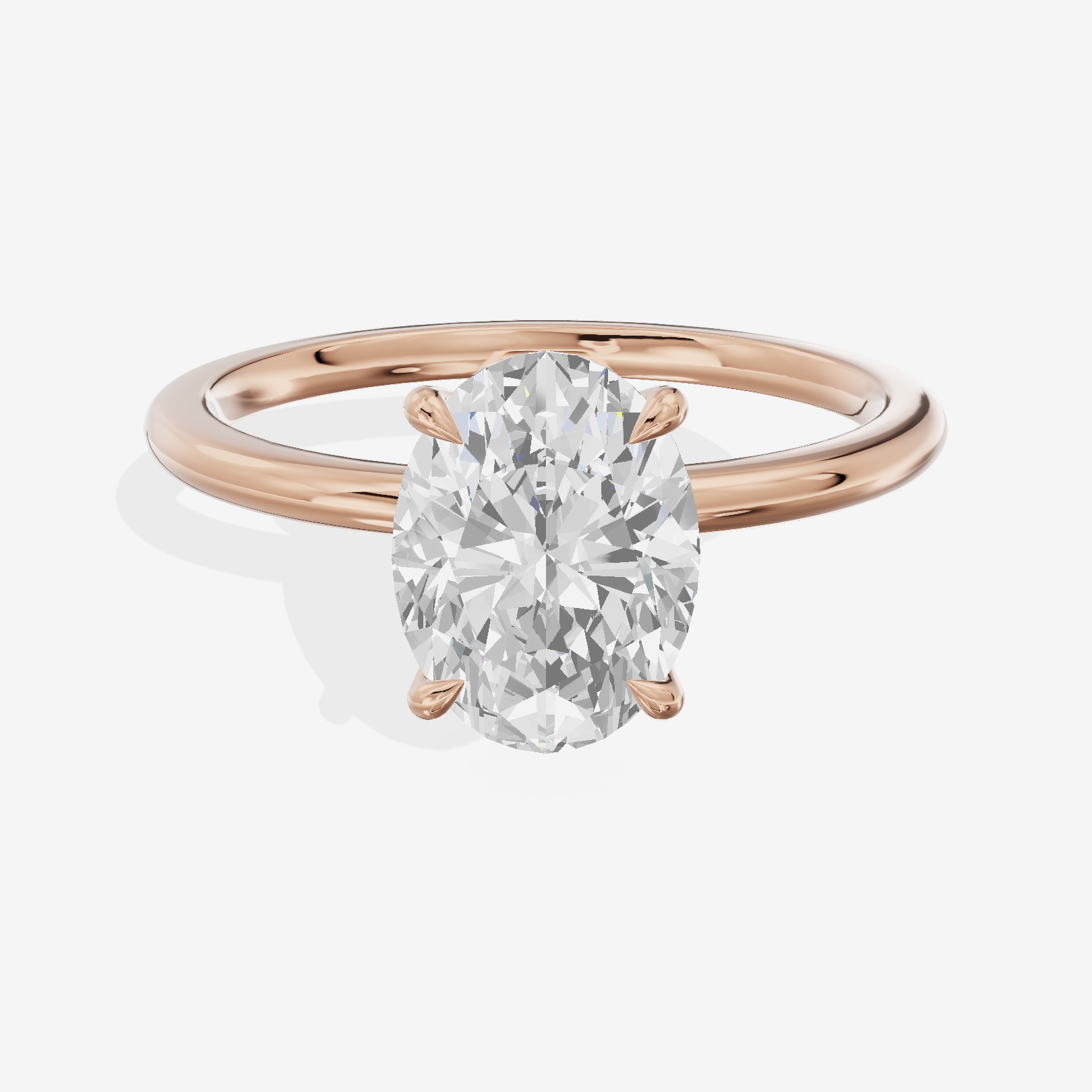 Petite Aimora 1.5mm Oval Solitaire Engagement Ring in 18K Rose Gold