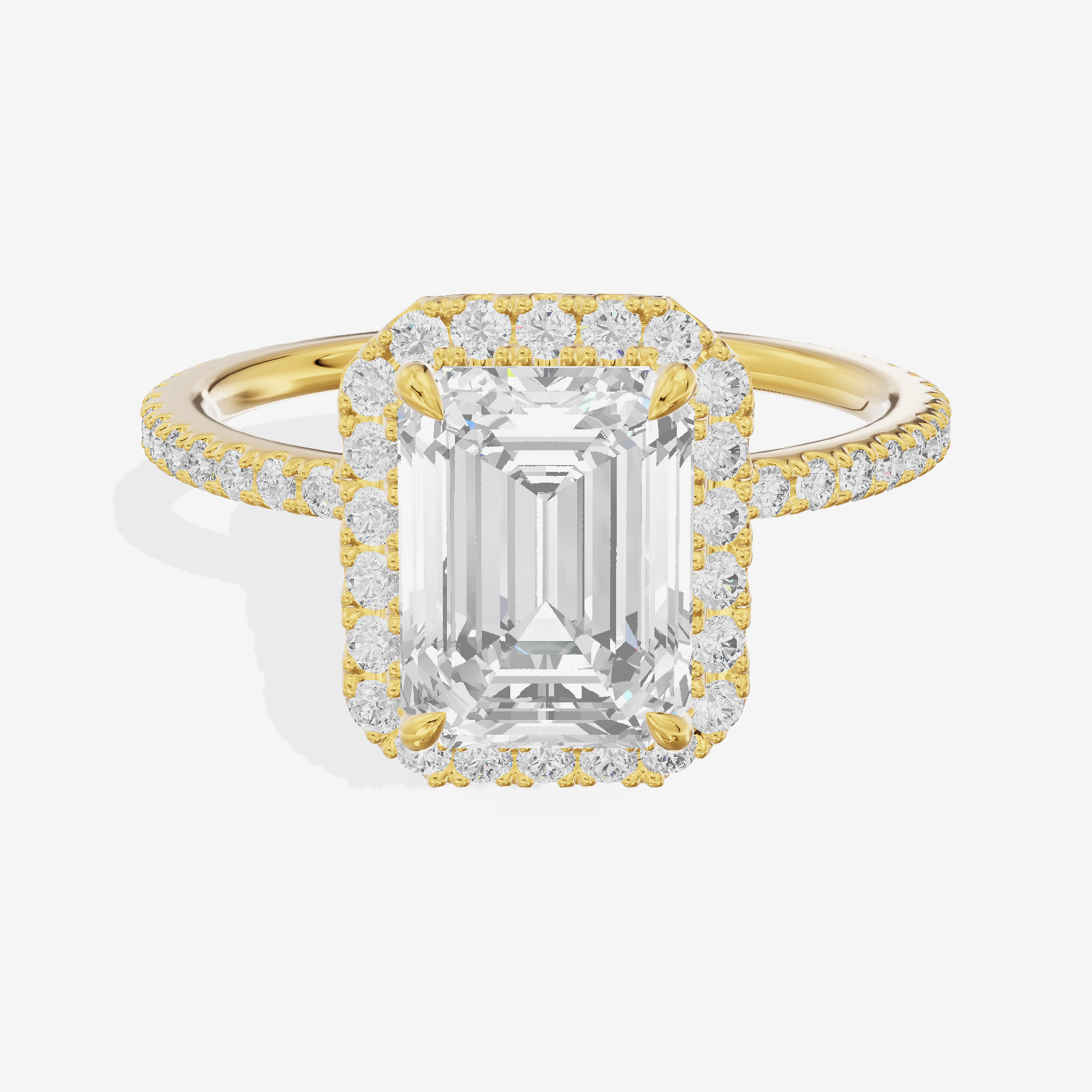 Selenia Emerald Hidden Halo Engagement Ring (1/6 ct. tw.) in 14K Yellow Gold