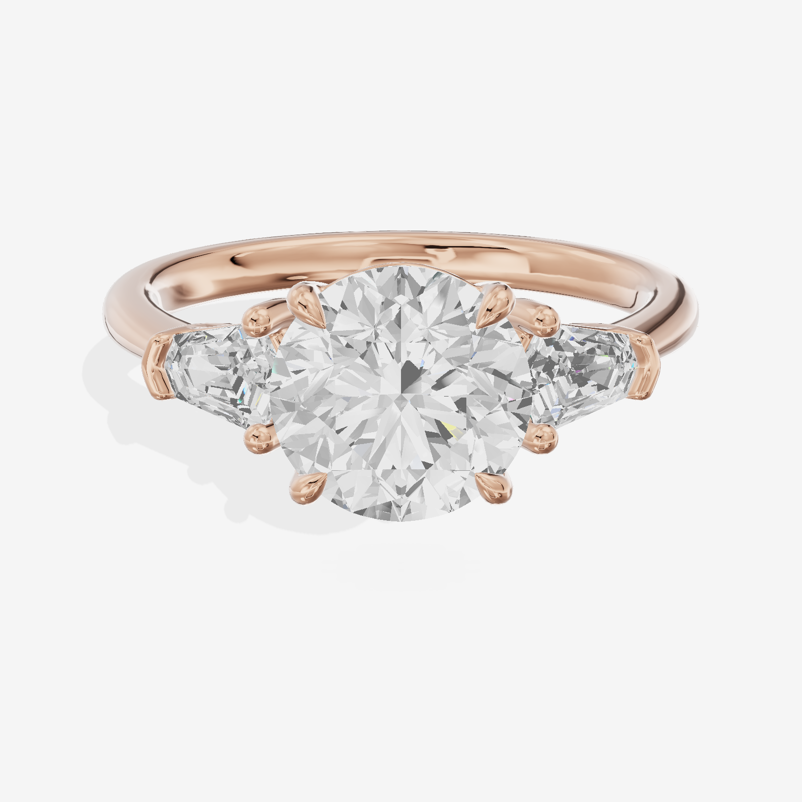 Maia Three Stone Round Engagement Ring (1/4 ct. tw.) in 18K Rose Gold
