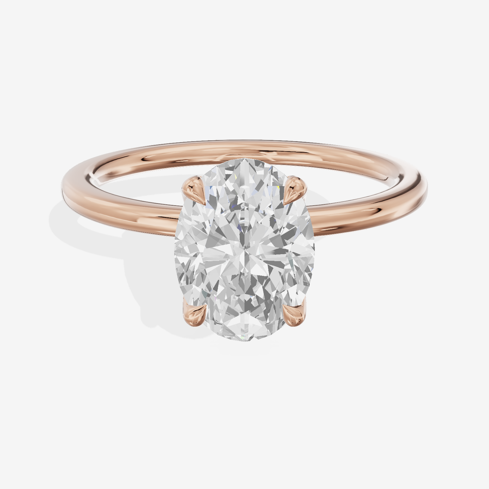 Petite Selenia 1.5mm Oval Solitaire Engagement Ring in 18K Rose Gold