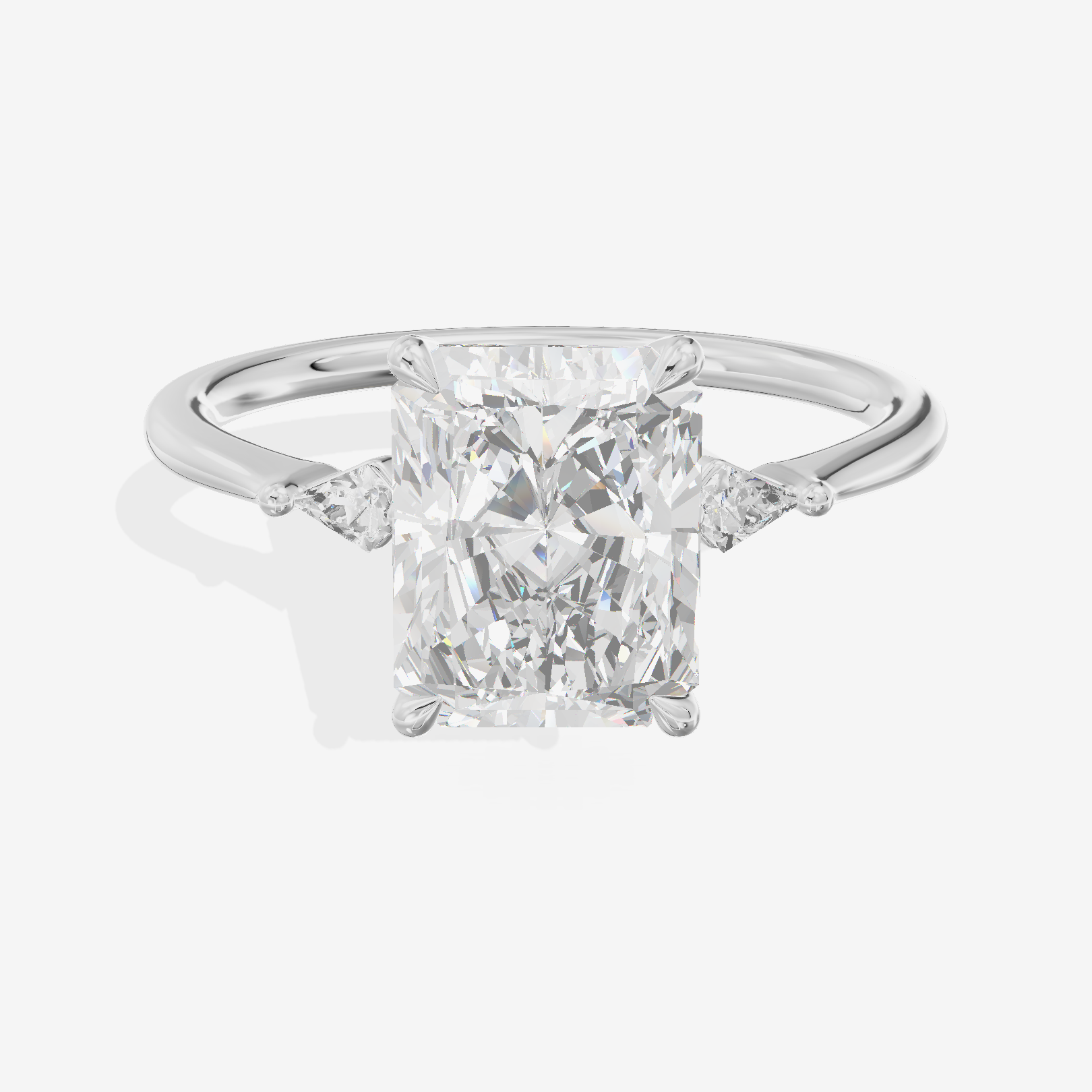 Petite Triade Radiant Three Stone Engagement Ring (1/15 ct. tw.) in 18K White Gold