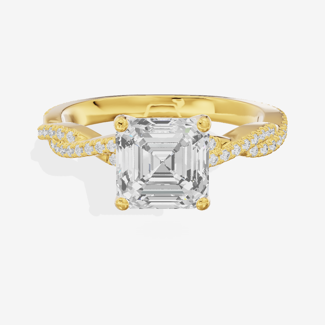 Petite Lightwoven Asscher Pavé Engagement Ring (1/4 ct. tw.) in 14K Yellow Gold