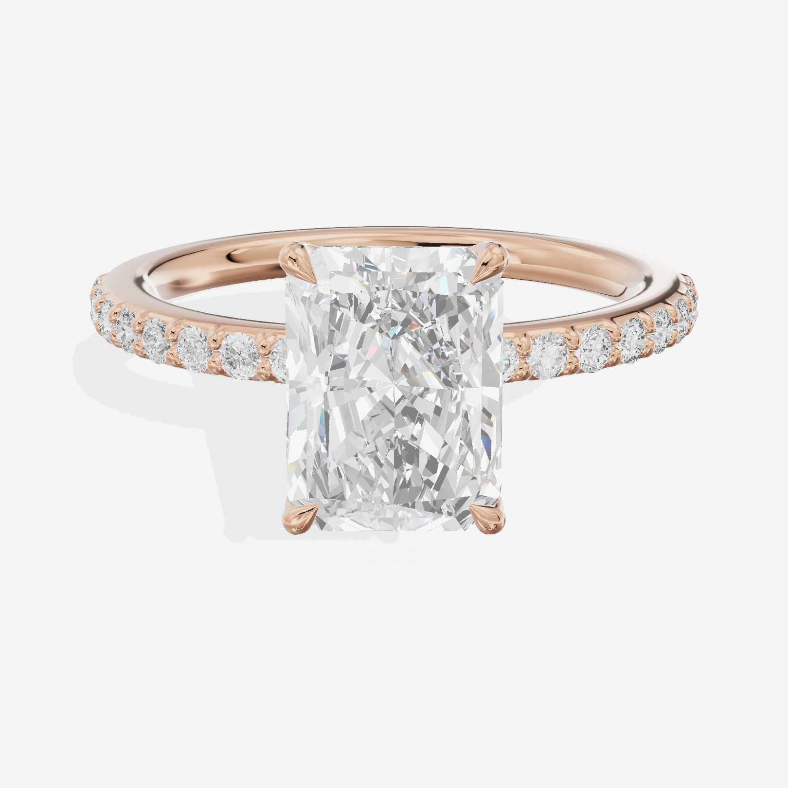 Luxe Whisper Radiant Engagement Ring with Side Stones (1/4 ct. tw.) in 14K Rose Gold