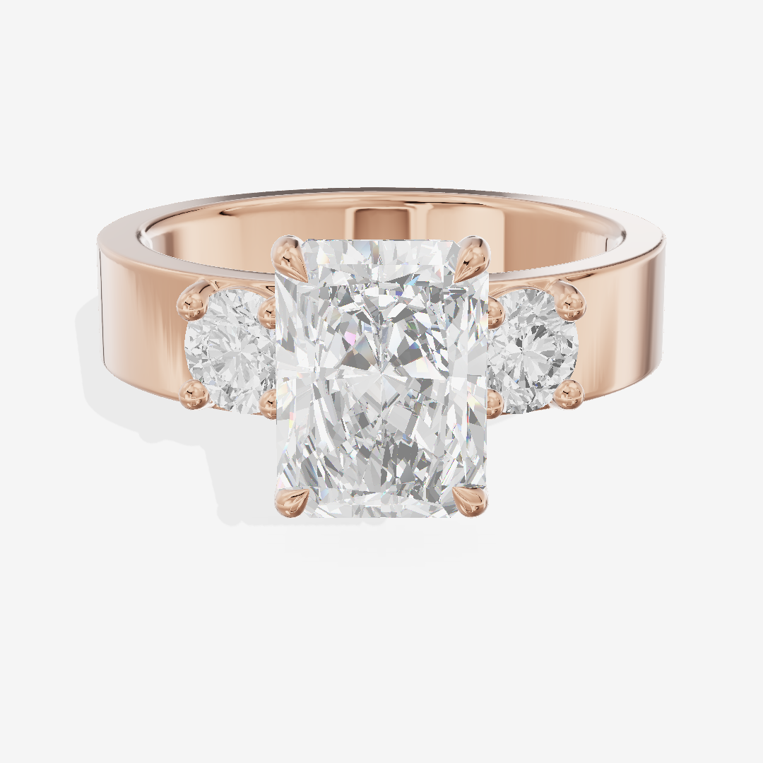 Royal Vowsae Three Stone Radiant Engagement Ring (1/2 ct. tw.) in 18K Rose Gold