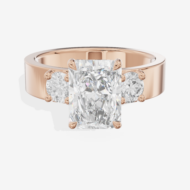 Royal Vowsae Three Stone Radiant Engagement Ring (1/2 ct. tw.) in 18K Rose Gold