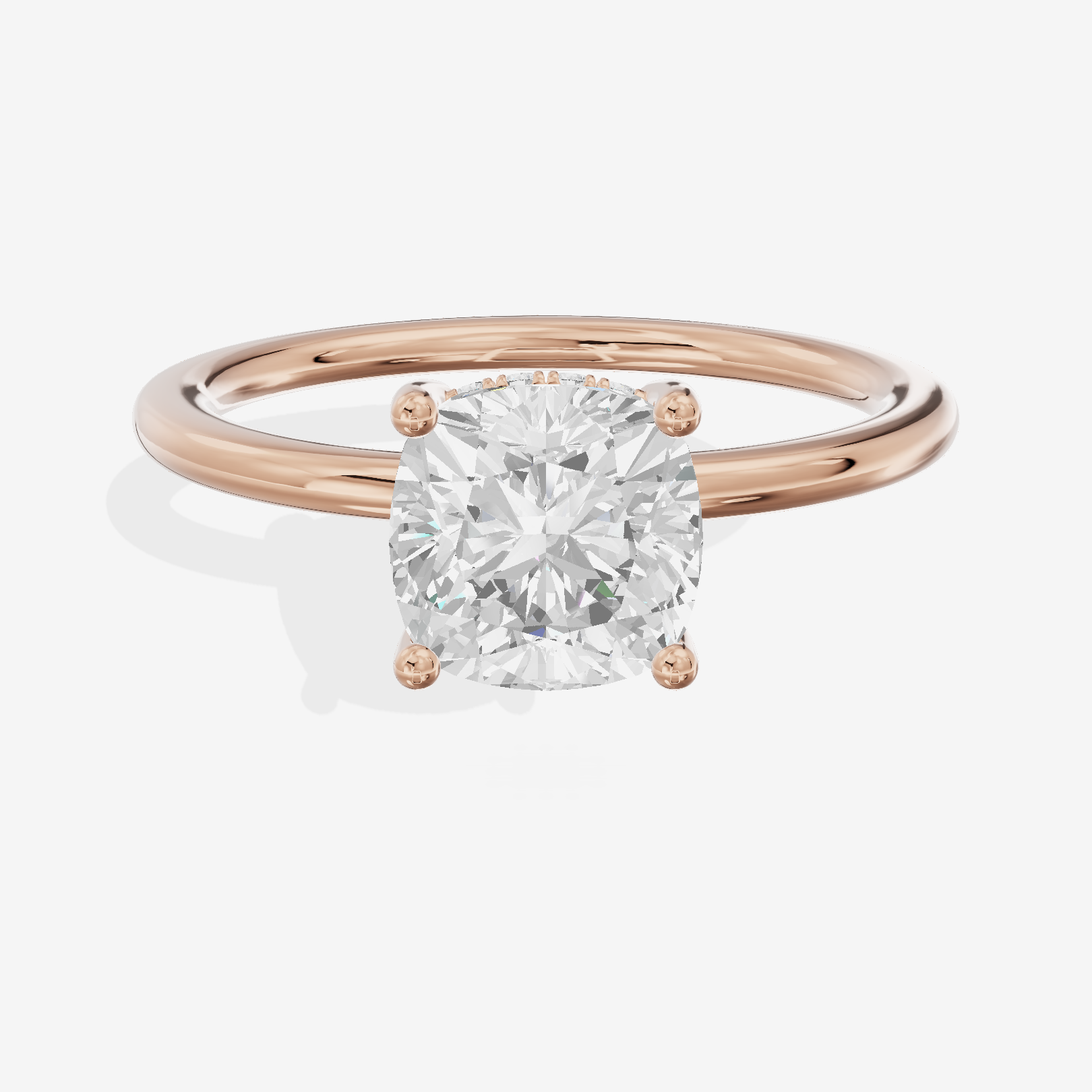 Reverya Hidden Halo Cushion Engagement Ring (1/20 ct. tw.) in 18K Rose Gold