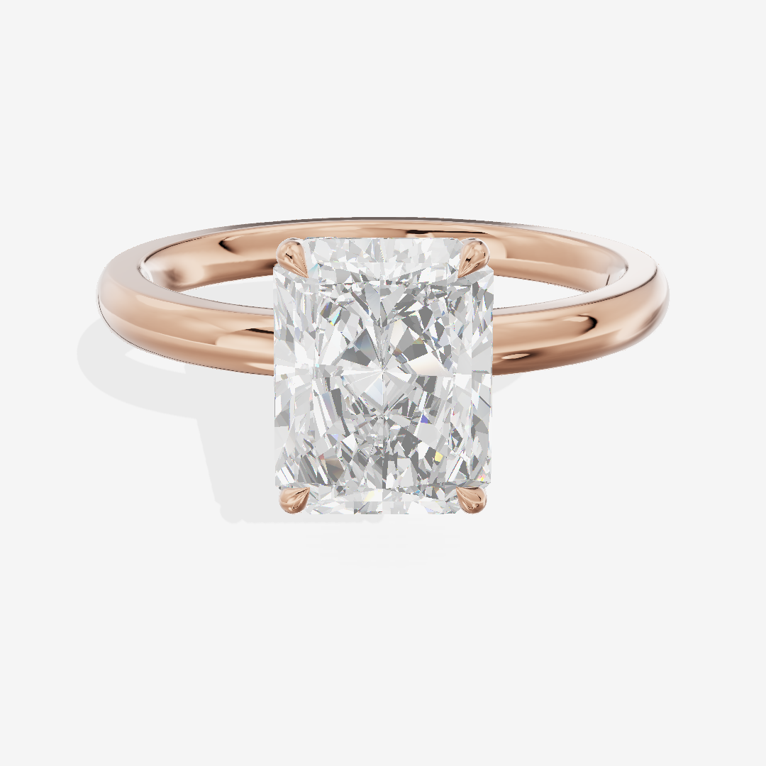 Petite Tender 2mm Radiant Solitaire Engagement Ring in 18K Rose Gold