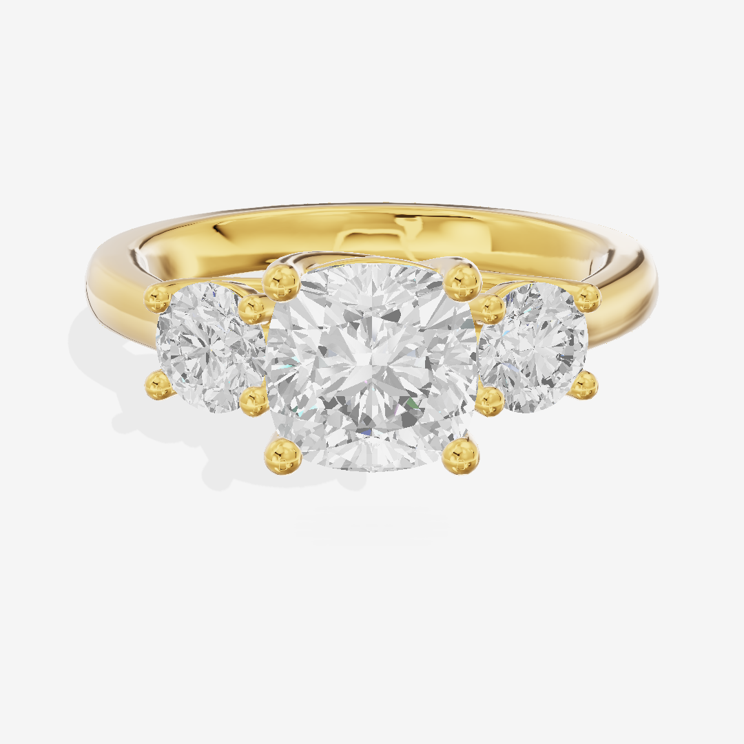 Petite Selenia Three Stone Cushion Engagement Ring (1/3 ct. tw.) in 14K Yellow Gold
