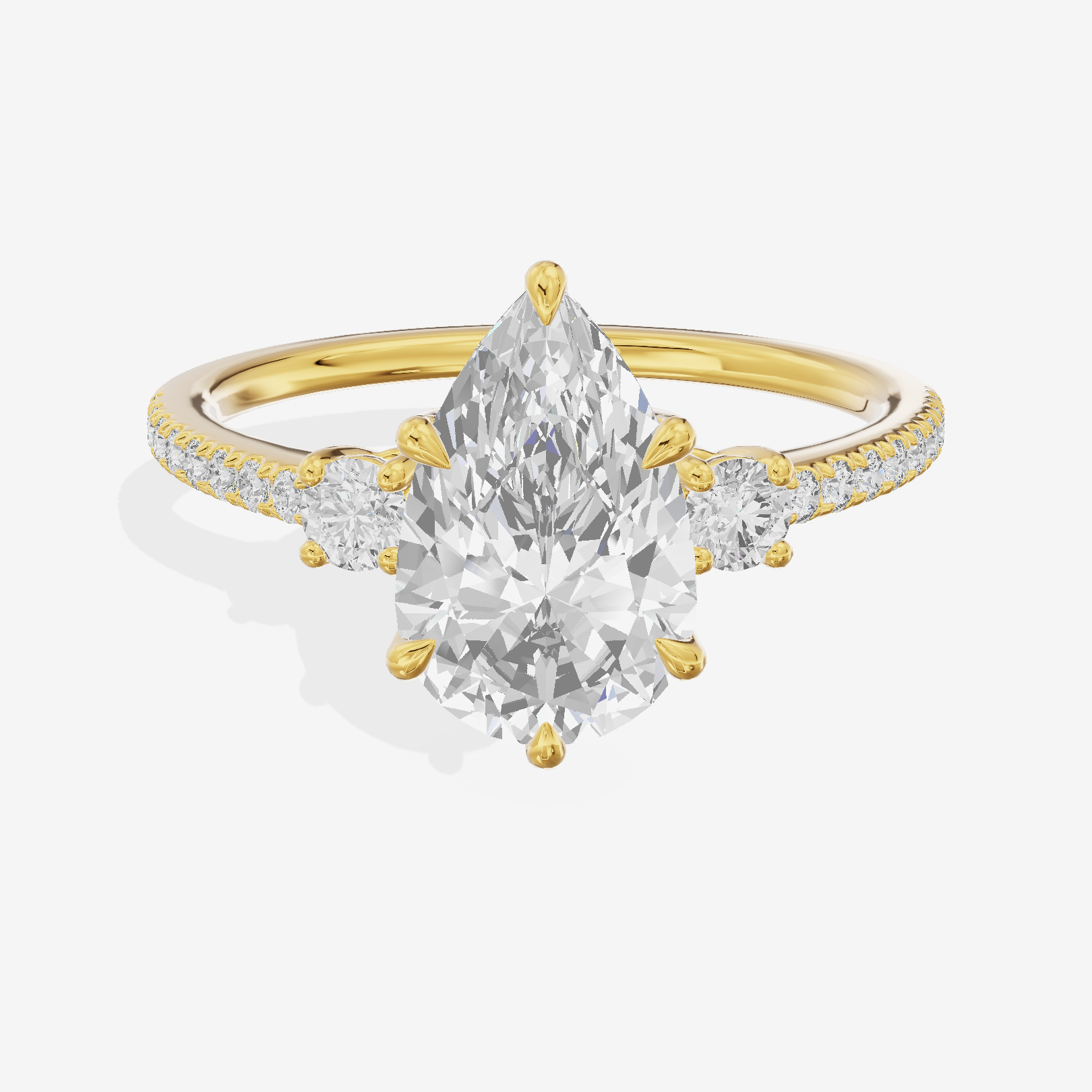 Mirth Three Stone Pear Engagement Ring (1/4 ct. tw.) in 14K Yellow Gold