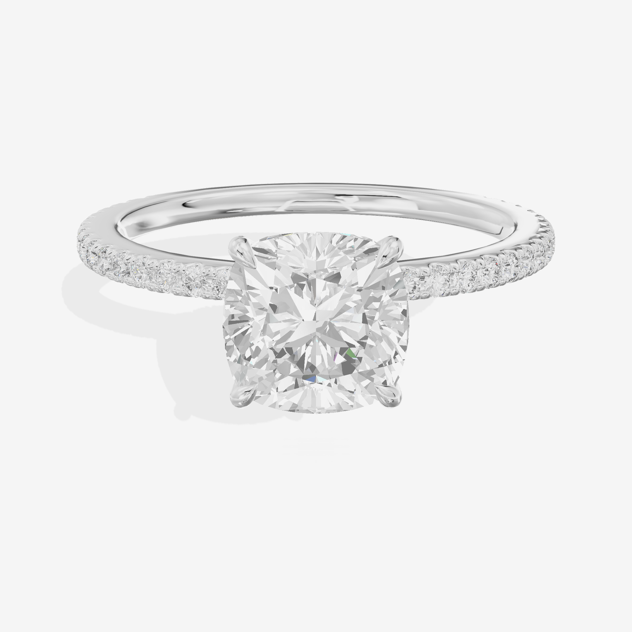 Petite Cherubine Cushion Engagement Ring with Side Stones (1/3 ct. tw.) in 18K White Gold