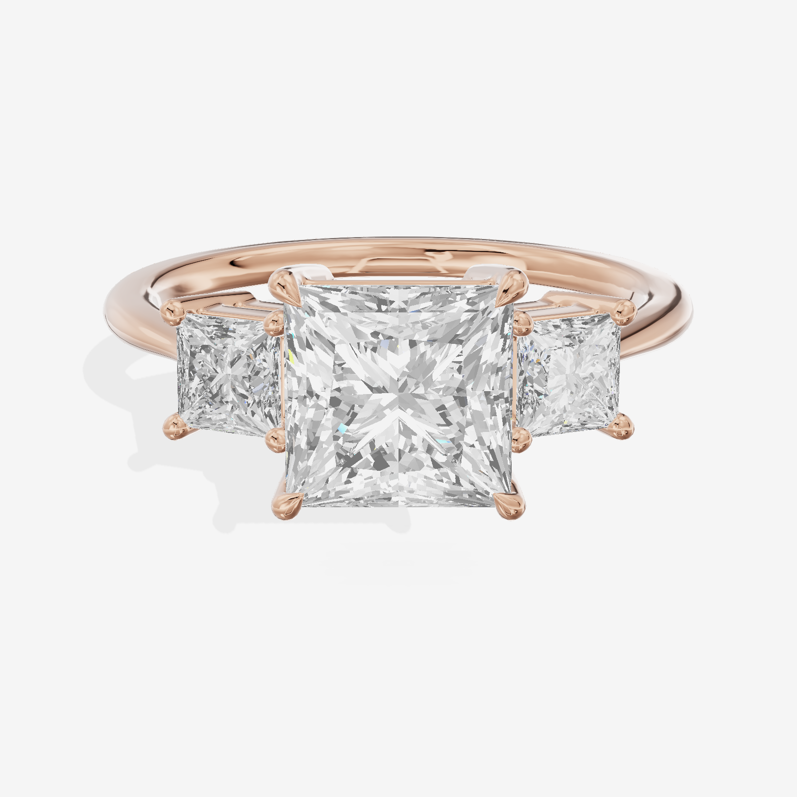 Royal Coeurine Three Stone Princess Engagement Ring (1/2 ct. tw.) in 18K Rose Gold