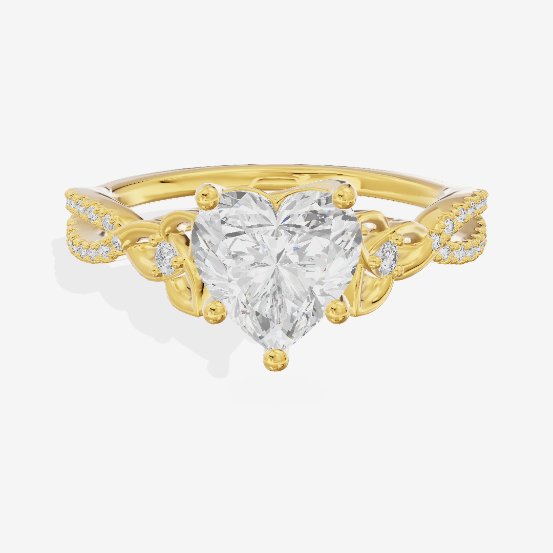 Luxe Sincere Heart Engagement Ring with Side Stones (1/10 ct. tw.) in 18K Yellow Gold