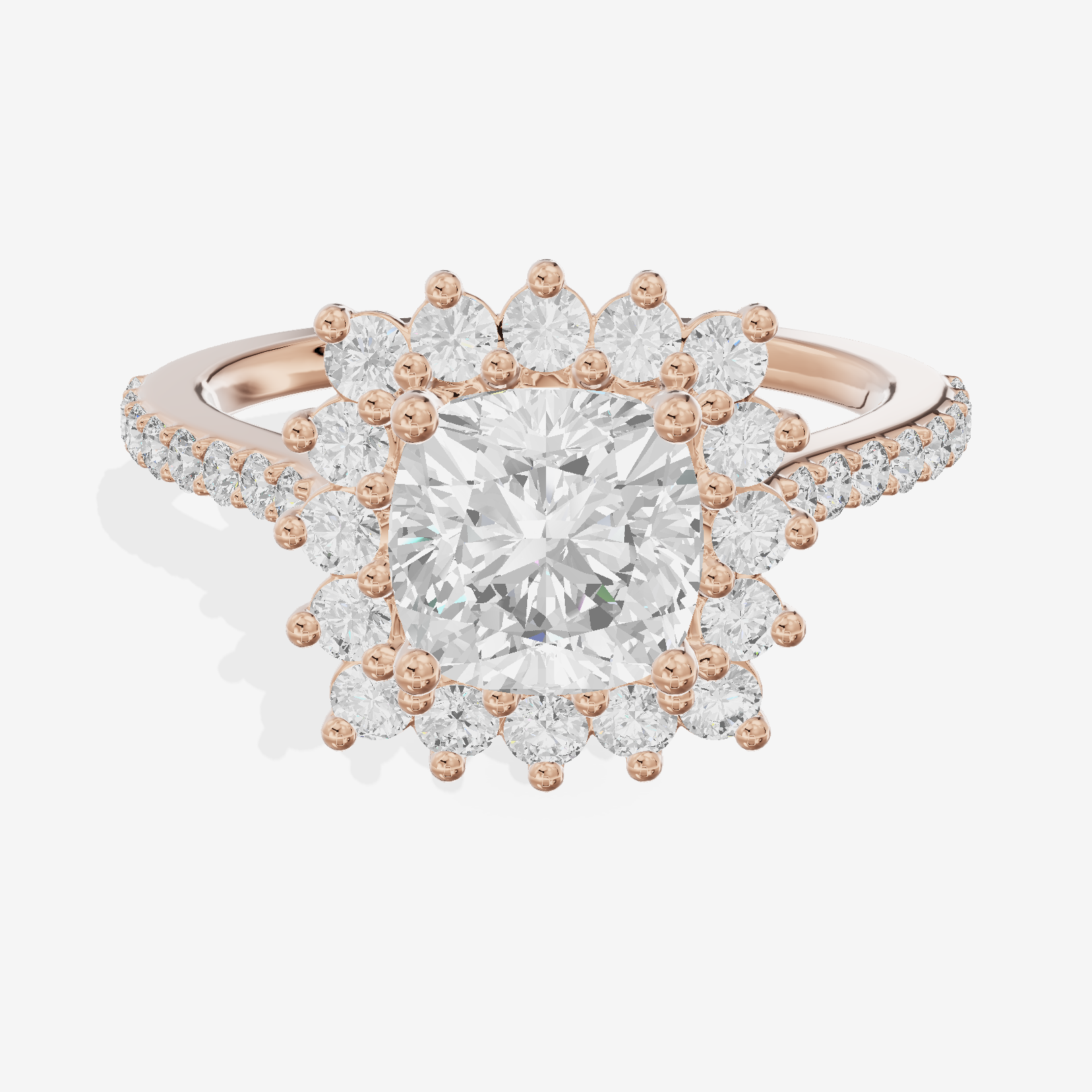 Sincere Halo Cushion Engagement Ring (1/15 ct. tw.) in 14K Rose Gold