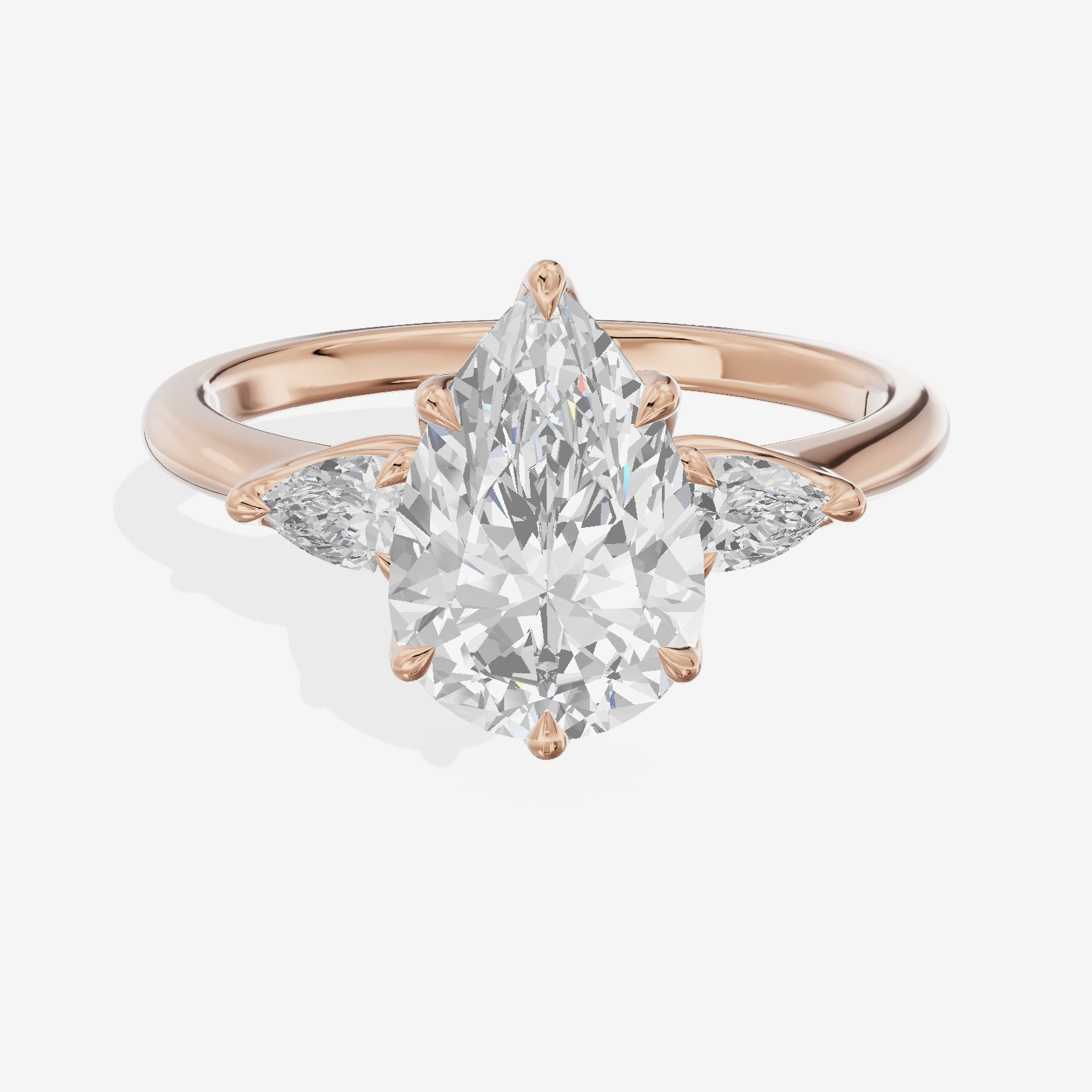 Petite Coeurine Three Stone Pear Engagement Ring (1/5 ct. tw.) in 18K Rose Gold