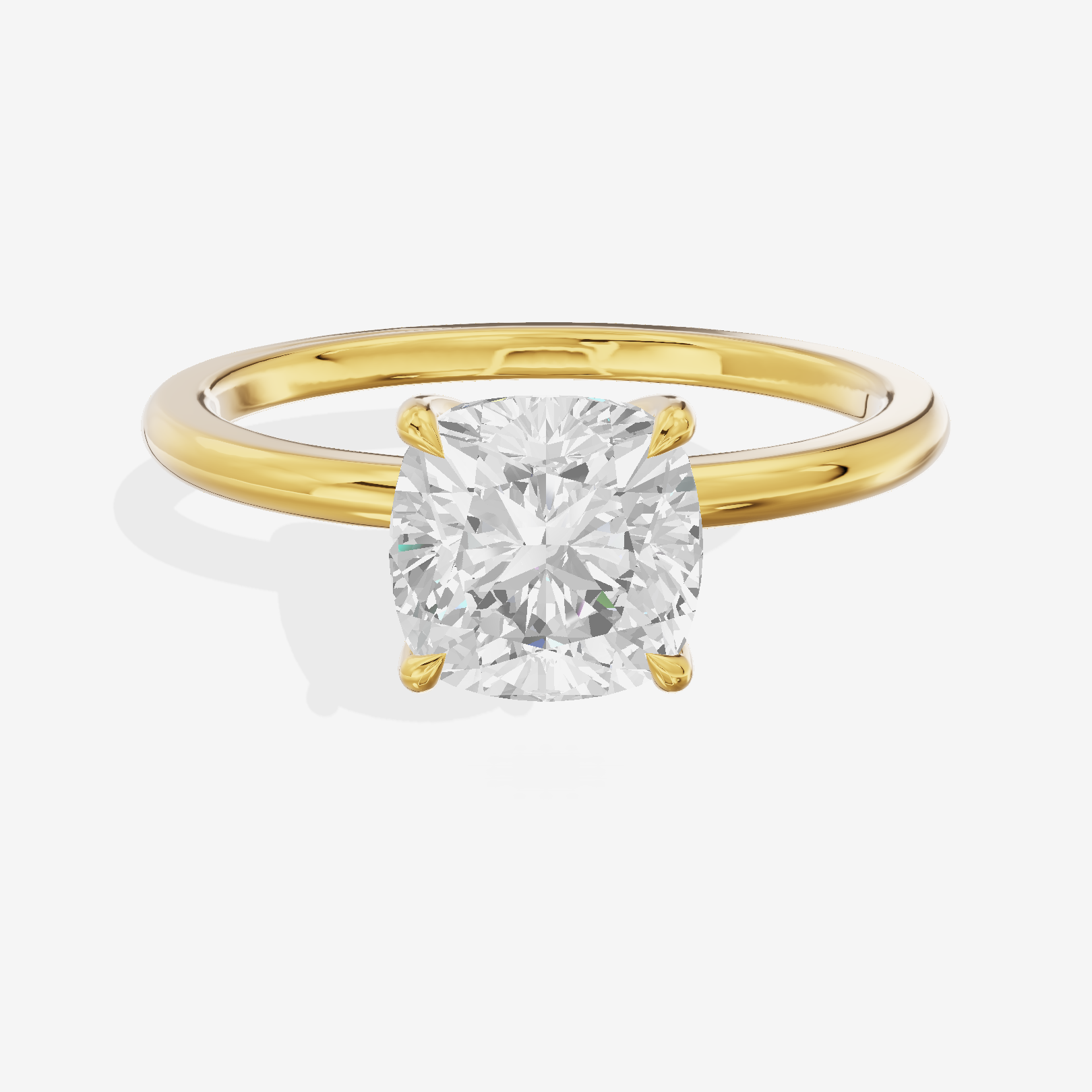 Lustrous Repose 1.5mm Cushion Comfort Fit Engagement Ring in 14K Yellow Gold