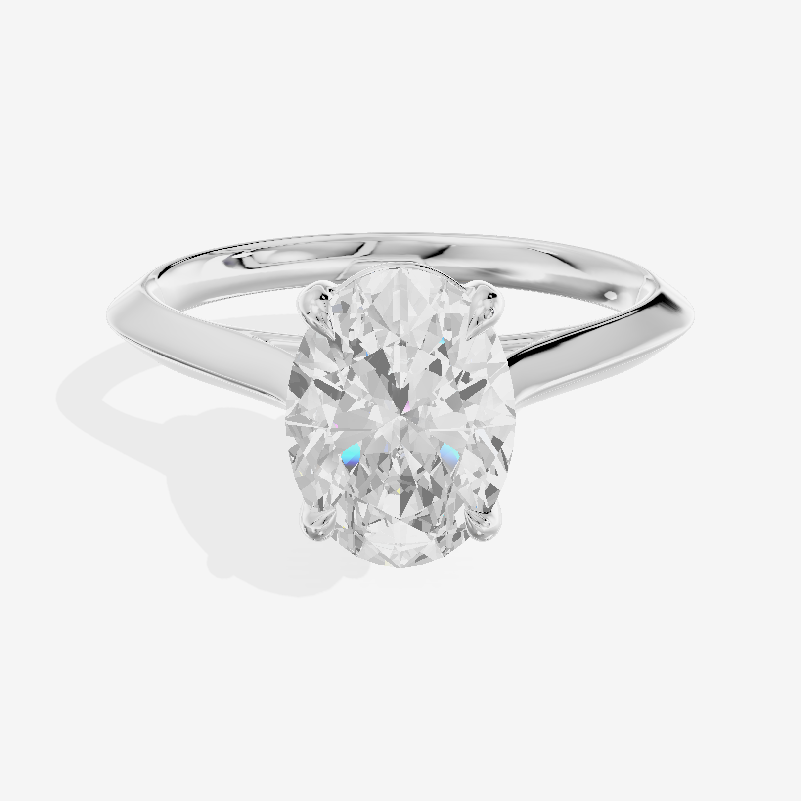 Belovae Solitaire 2mm Oval Engagement Ring in 18K White Gold