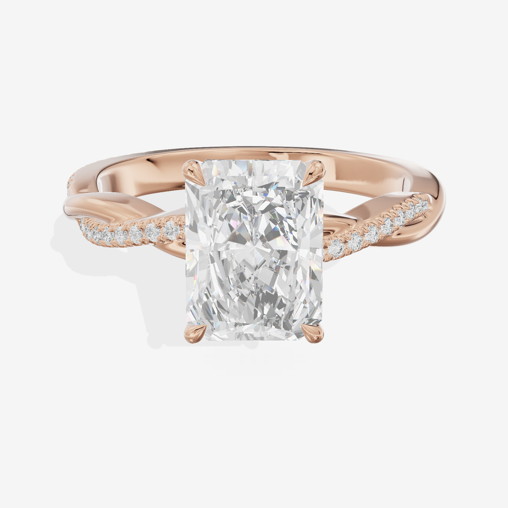 Petite Lumera Radiant Pavé Engagement Ring (1/8 ct. tw.) in 18K Rose Gold