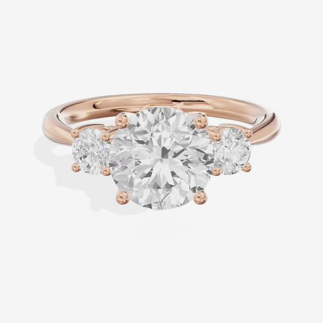 Grand Sincere Three Stone Round Engagement Ring (1/3 ct. tw.) in 18K Rose Gold