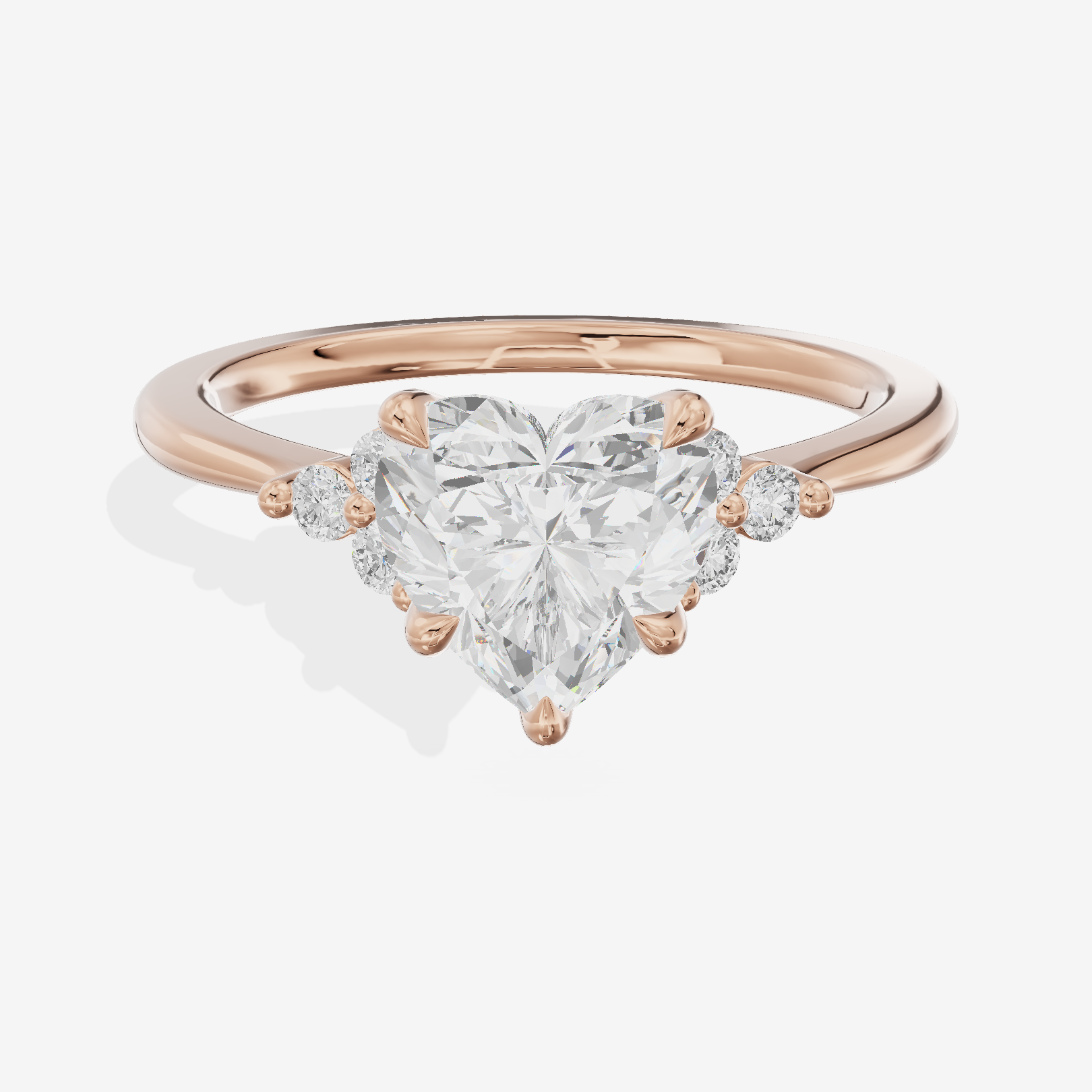 Petite Whisper Heart Engagement Ring with Side Stones (1/10 ct. tw.) in 18K Rose Gold