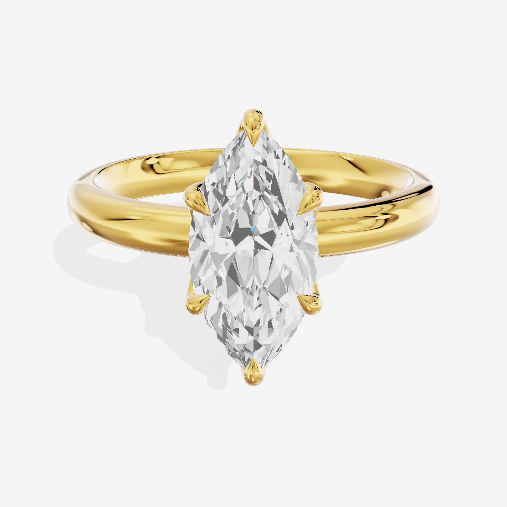 Vowsae 2.5mm Marquise Six-Prong Engagement Ring in 18K Yellow Gold
