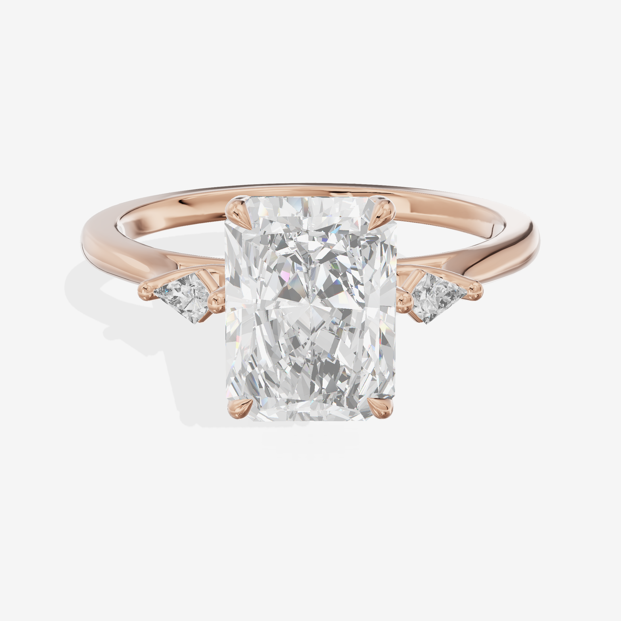 Vintage Belovae Radiant Three Stone Engagement Ring (3/5 ct. tw.) in 14K Rose Gold