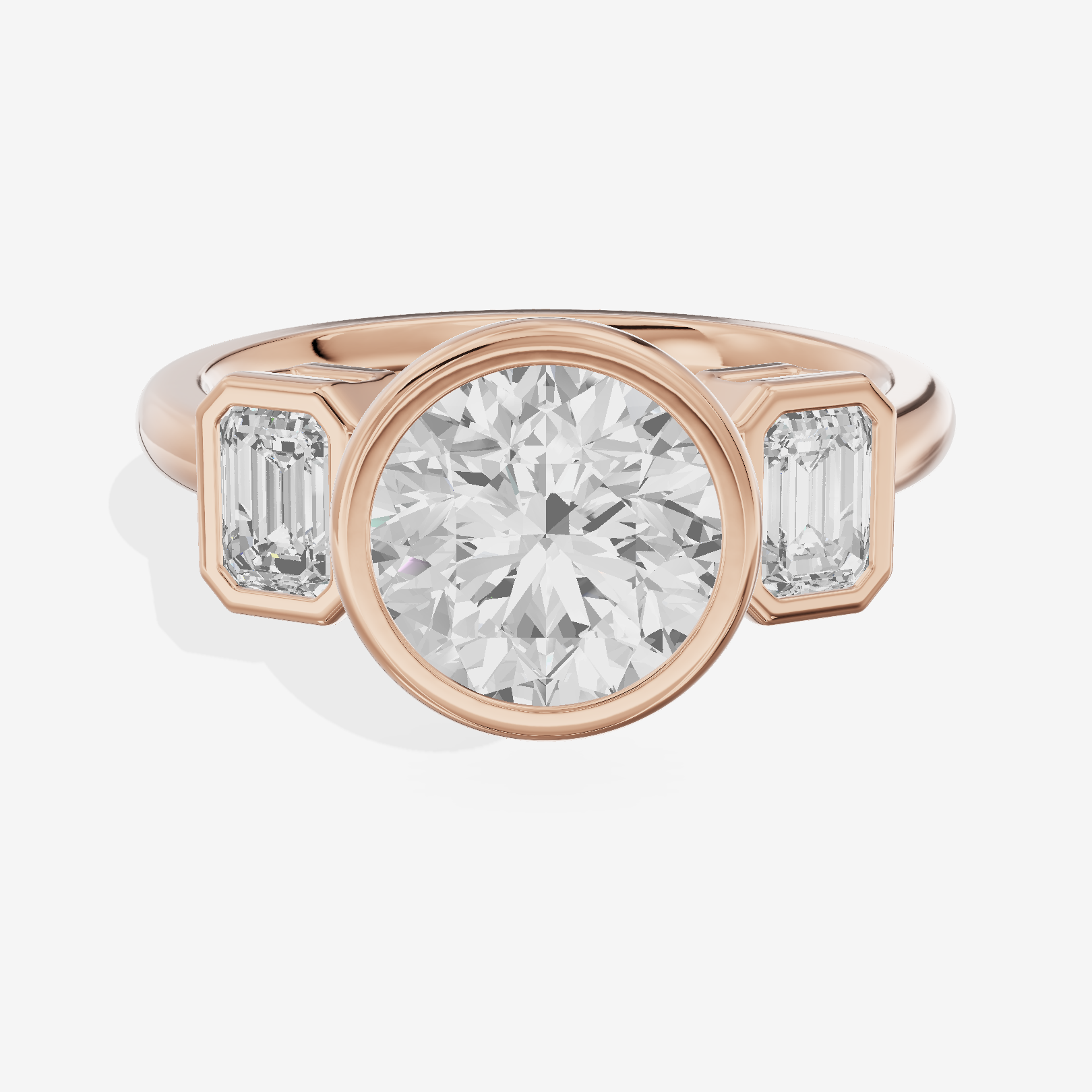 Vintage Sincere Three Stone Round Engagement Ring (1/2 ct. tw.) in 18K Rose Gold