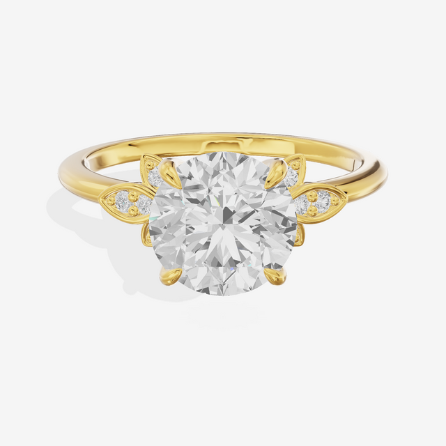 Trellise Round Engagement Ring with Side Stones (1/20 ct. tw.) in 18K Yellow Gold