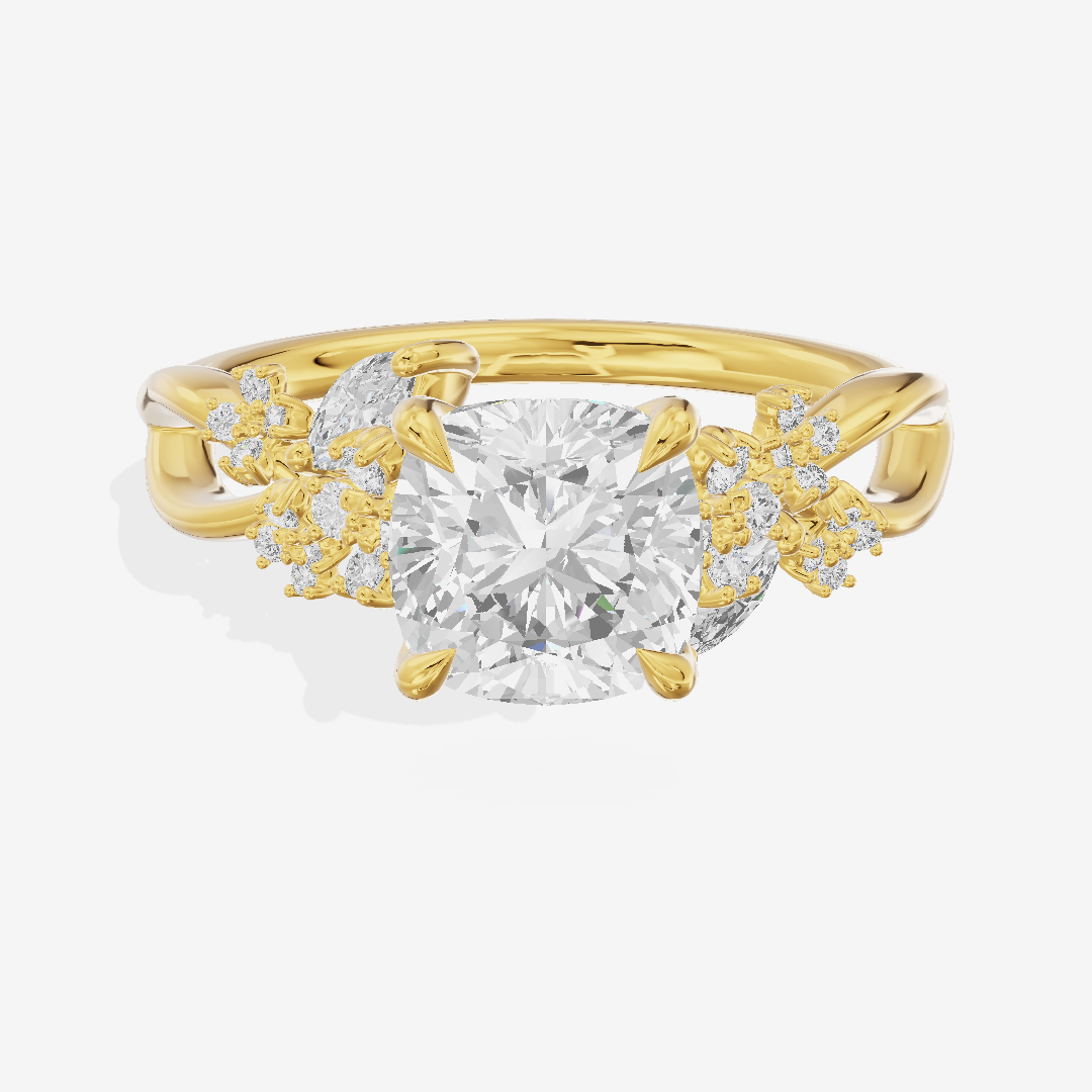 Classic Lightwoven Cushion Engagement Ring with Side Stones (1/4 ct. tw.) in 18K Yellow Gold