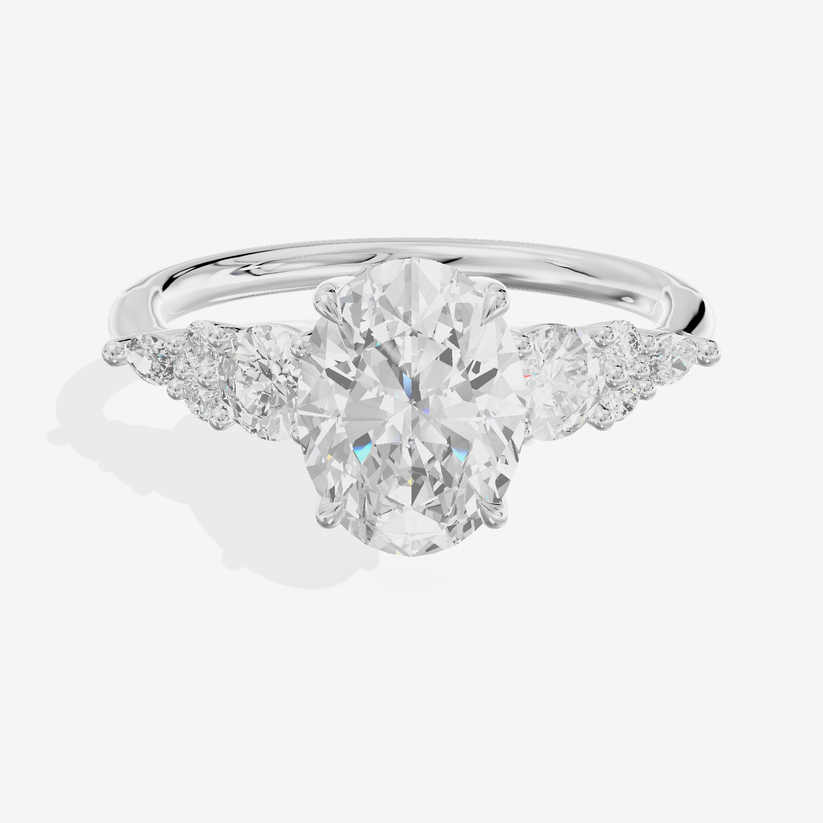 Triade Eternity Oval Three Stone Engagement Ring (2/5 ct. tw.) in 18K White Gold