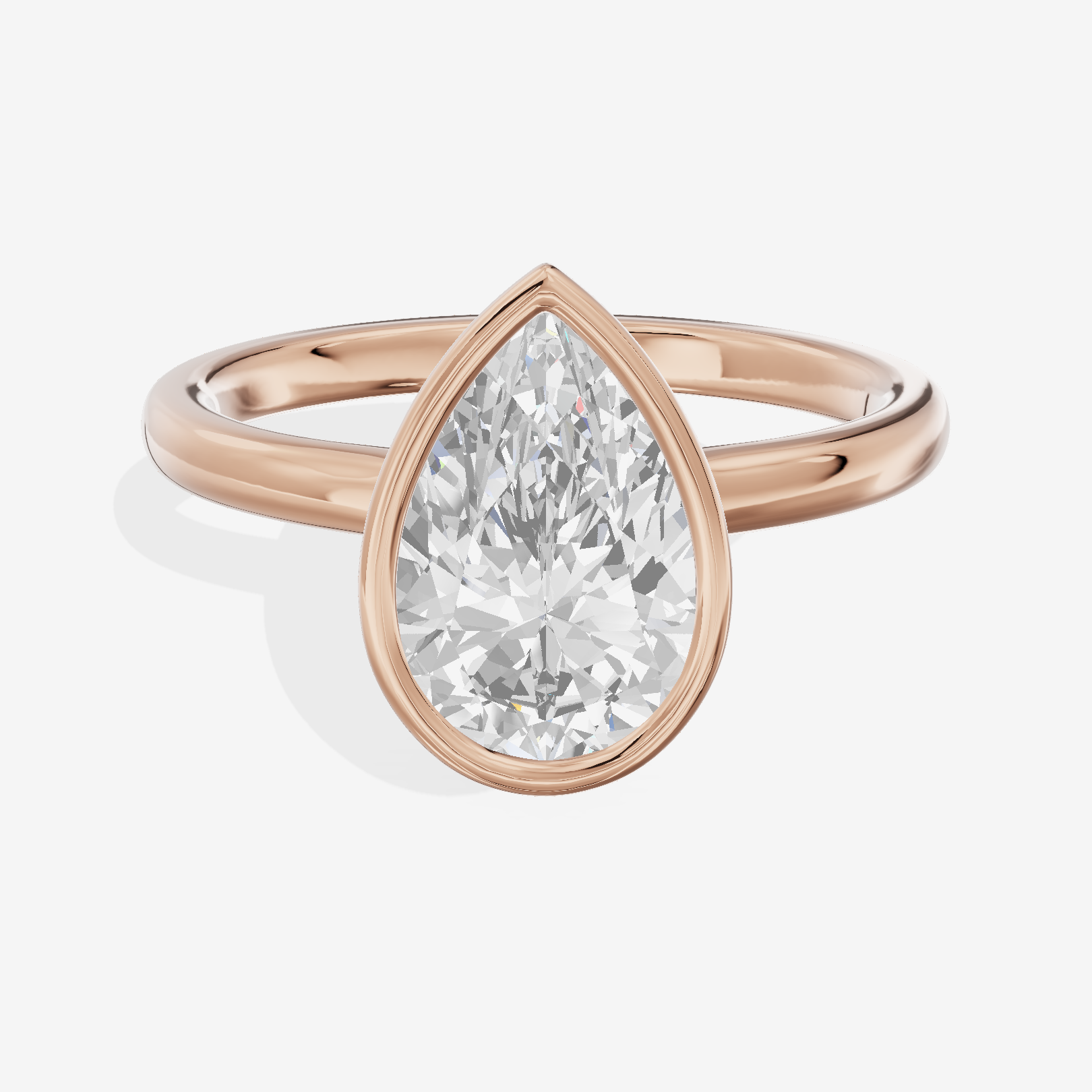 Trellise Bezel 2mm Pear Solitaire Engagement Ring in 18K Rose Gold