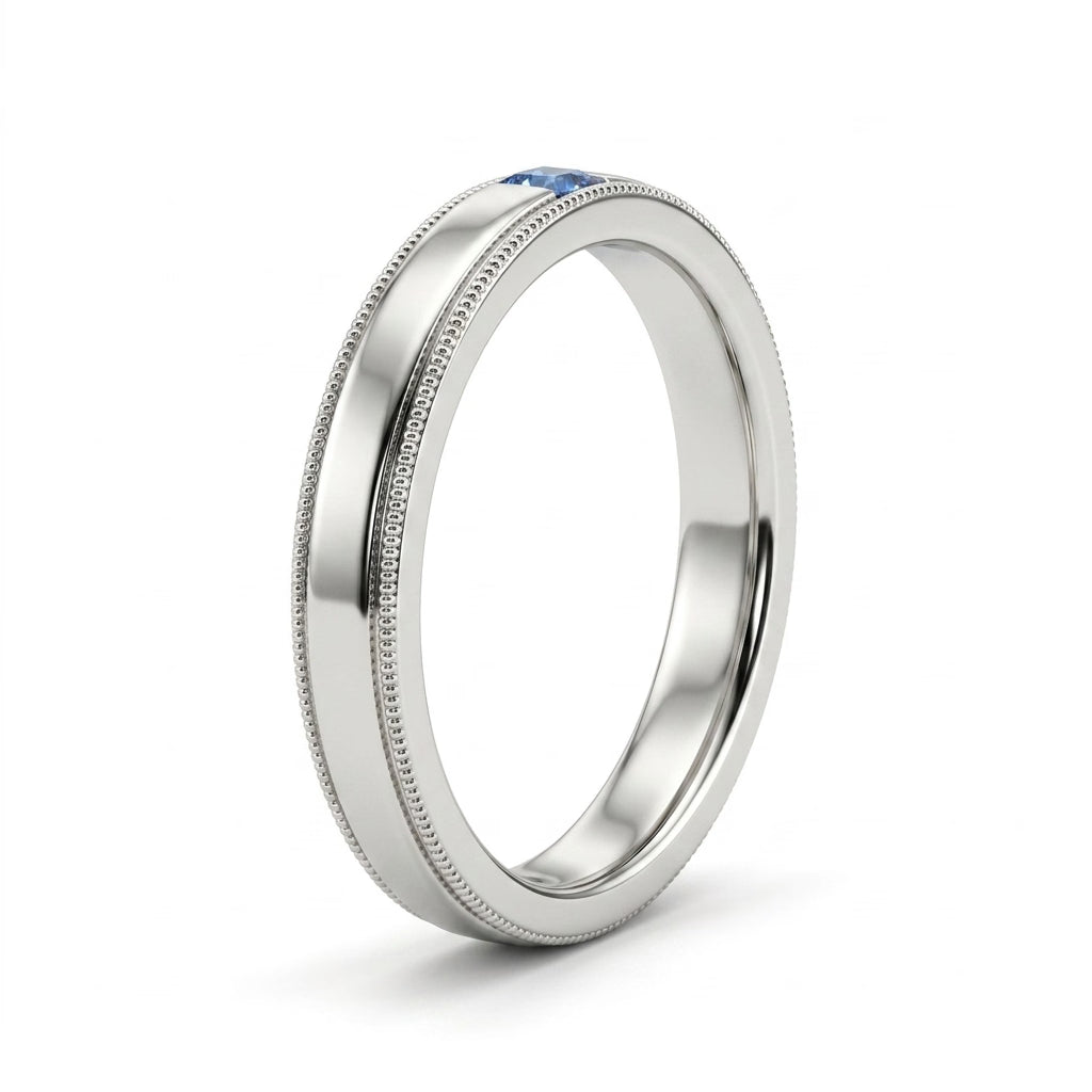 Low Profile Vintage Milgrain Round Wedding Band (1/10 ct. tw.) in Platinum