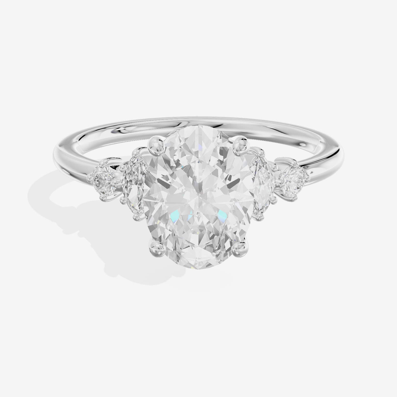 Hallowed Halcyon Oval Engagement Ring with Side Stones (1/6 ct. tw.) in 18K White Gold