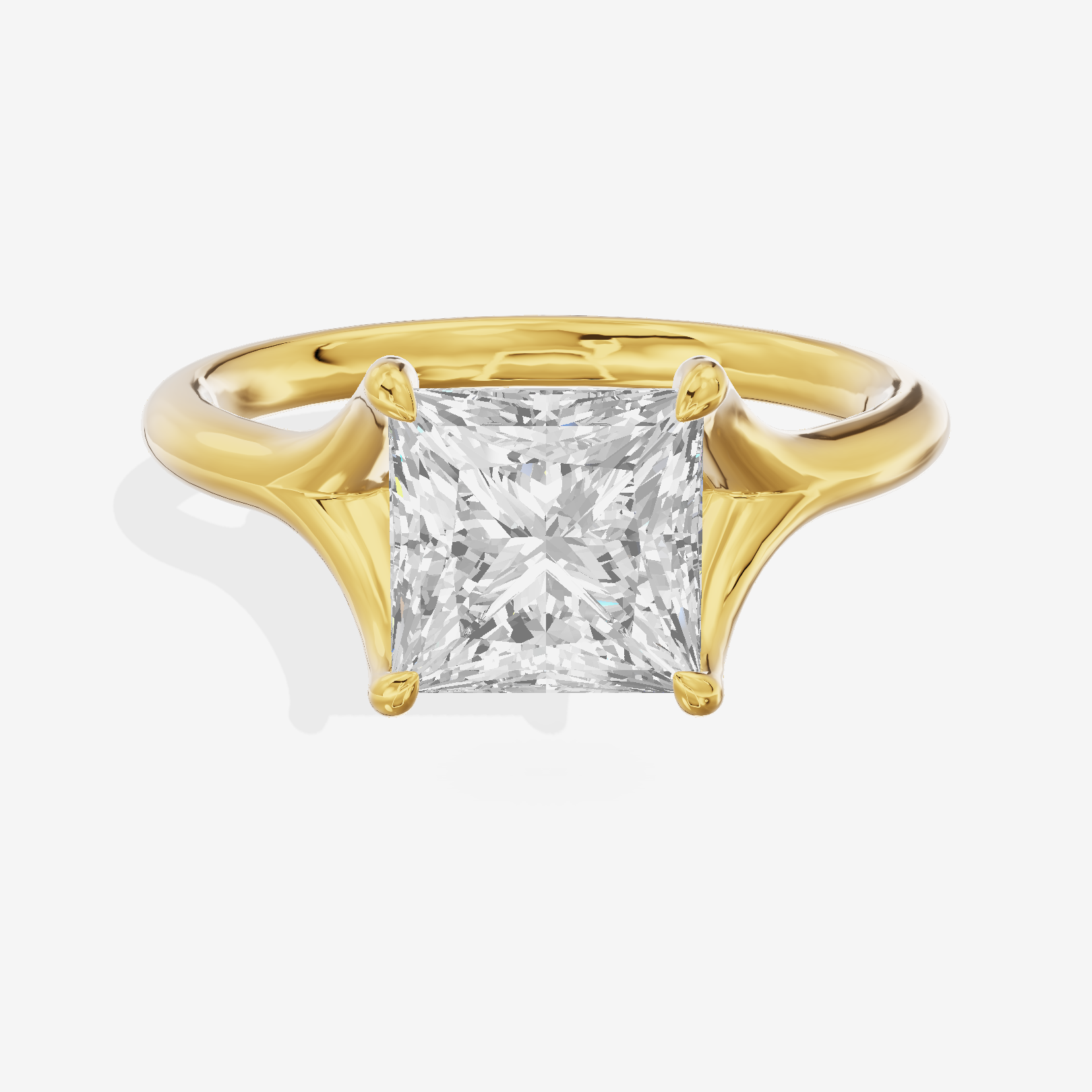 Classic Aurea 2mm Princess Solitaire Engagement Ring in 14K Yellow Gold