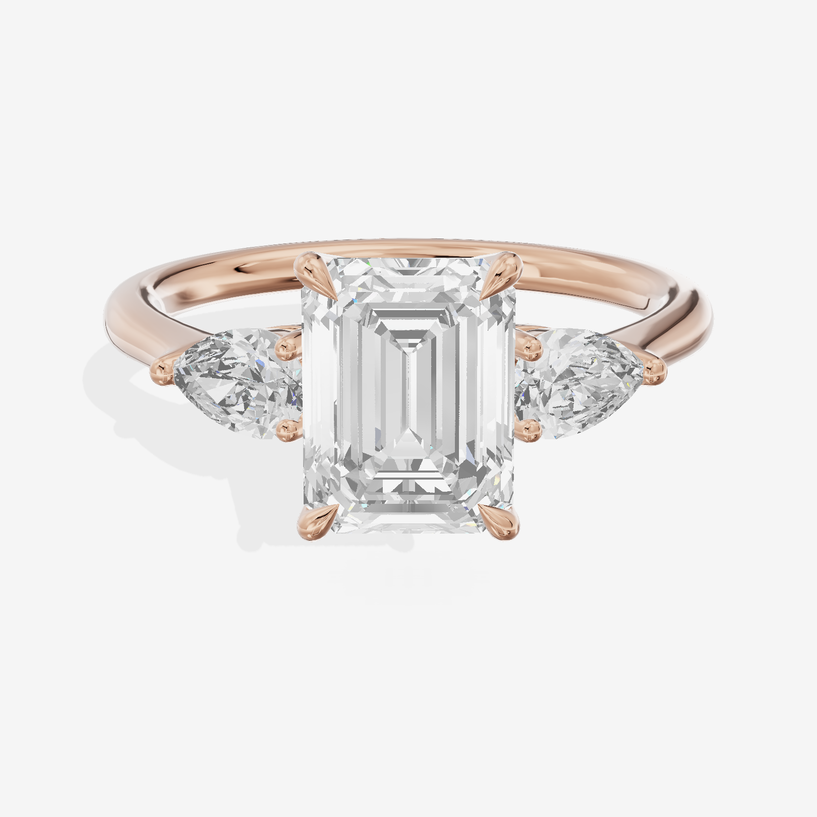 Luxe Aimora Three Stone Emerald Engagement Ring (3/4 ct. tw.) in 14K Rose Gold
