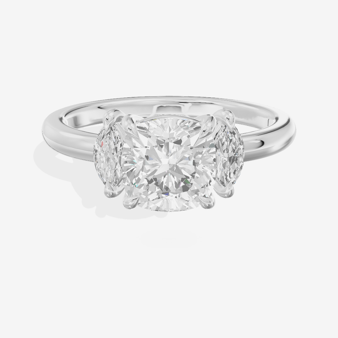 Classic Sincere Three Stone Cushion Engagement Ring (1/3 ct. tw.) in 14K White Gold