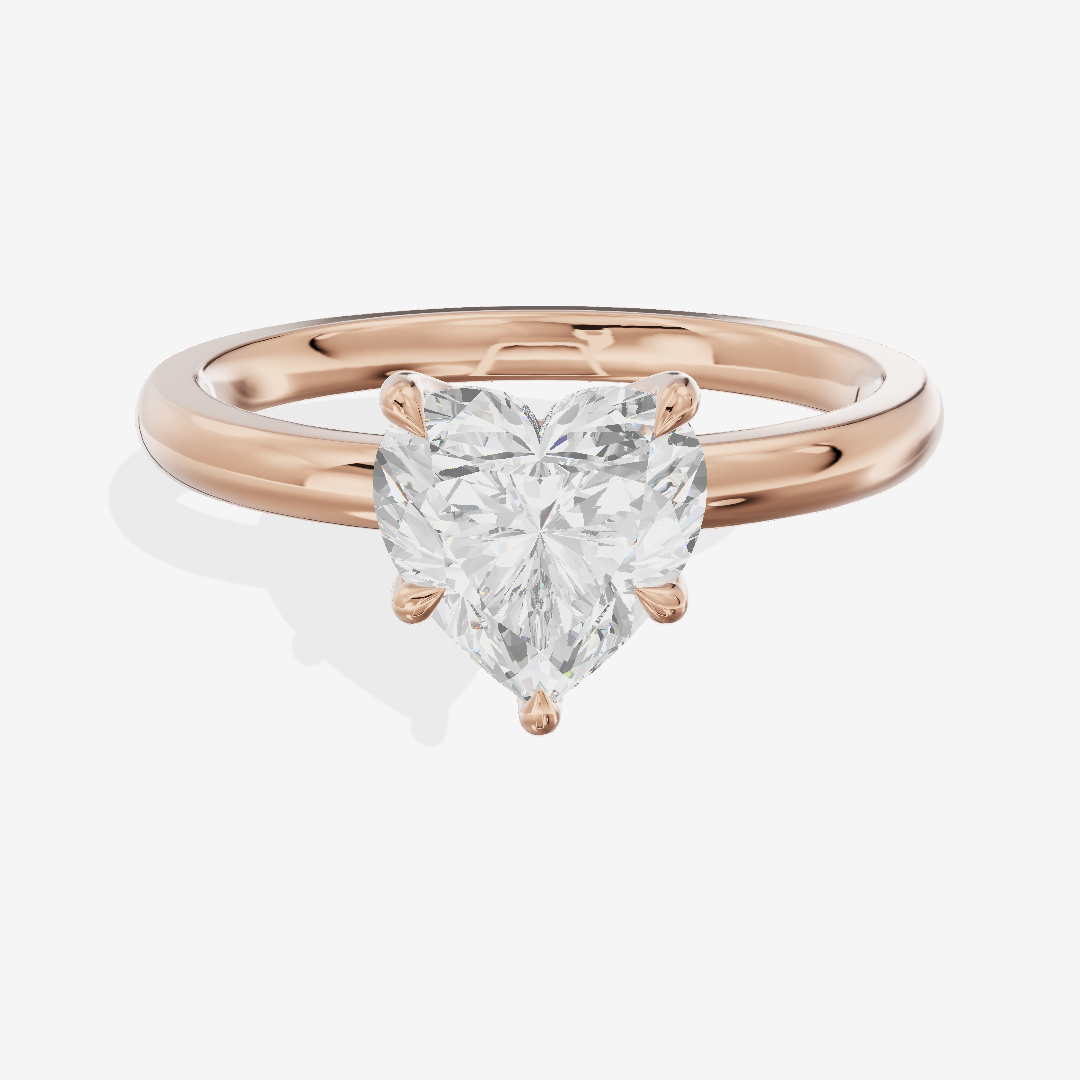 Bowed Tender 2mm Heart Six-Prong Engagement Ring in 18K Rose Gold