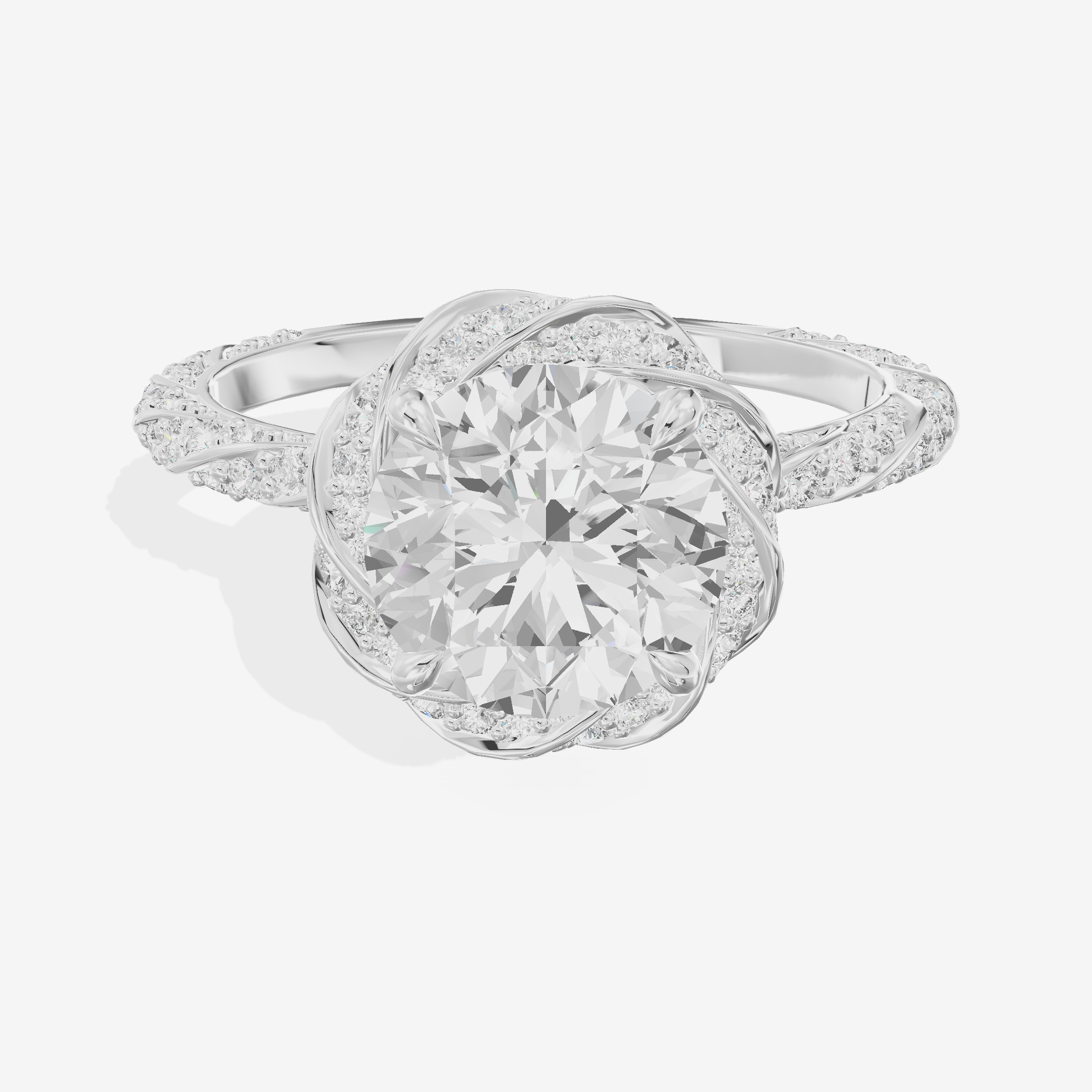 Grand Aimora Round Engagement Ring with Hidden Halos (1/20 ct. tw.) in 14K White Gold