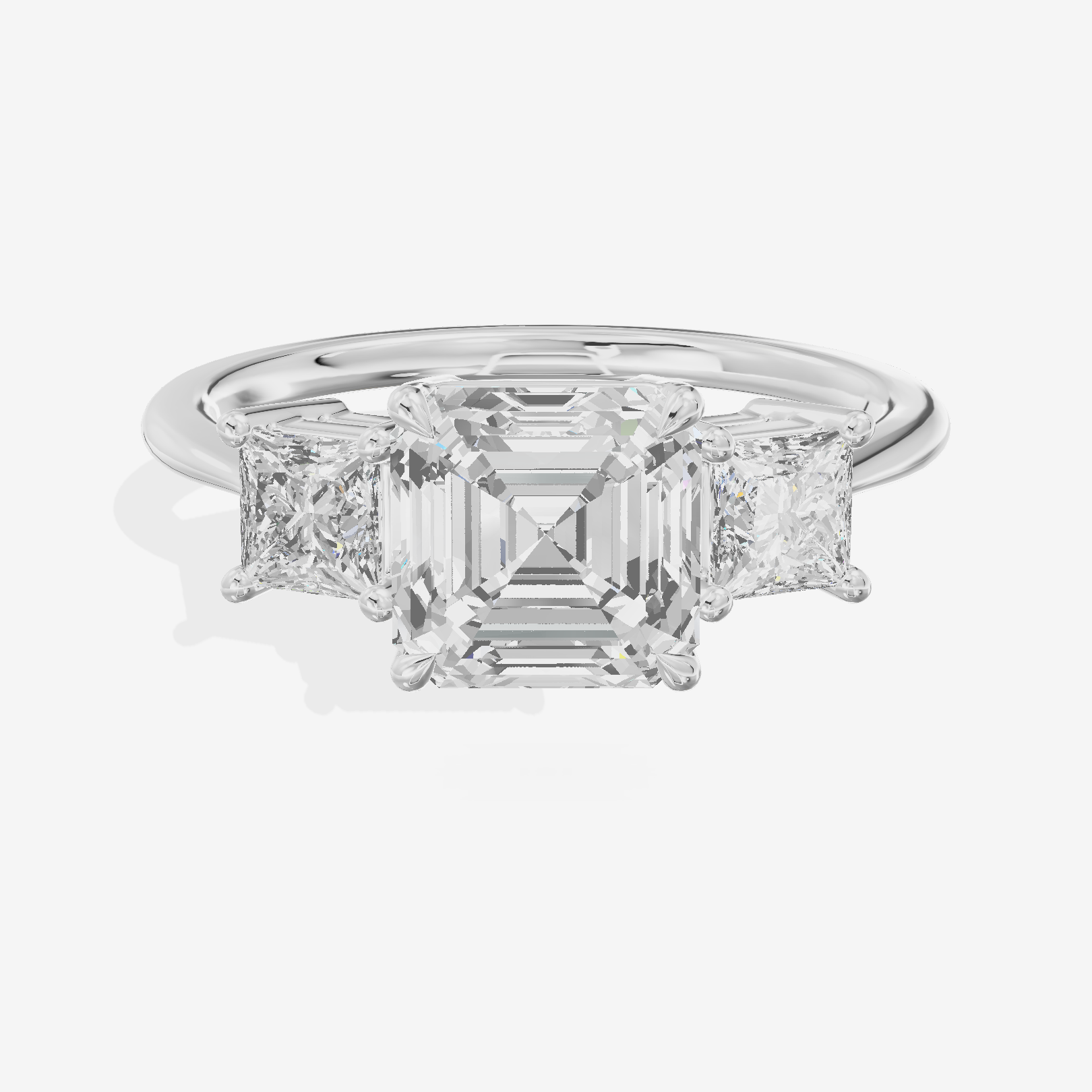 Royal Coeurine Three Stone Asscher Engagement Ring (1/2 ct. tw.) in 14K White Gold