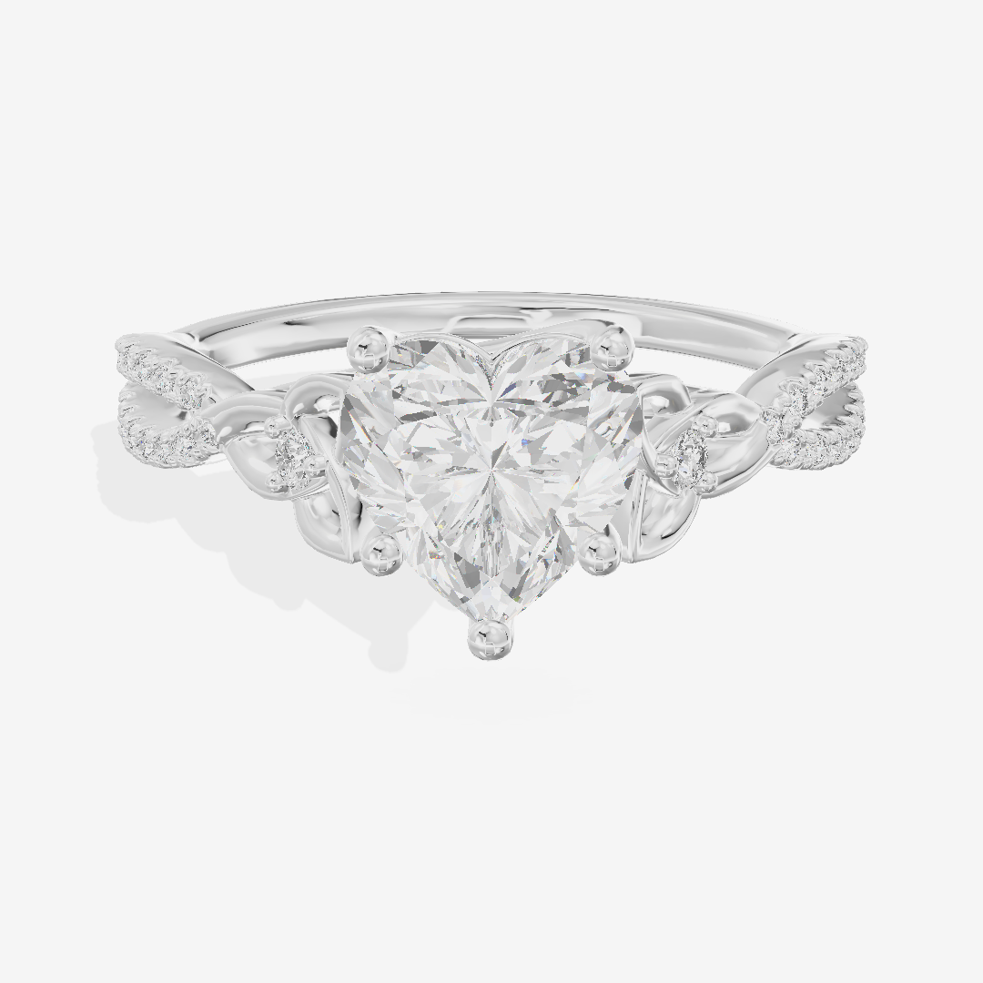 Luxe Sincere Heart Engagement Ring with Side Stones (1/10 ct. tw.) in 14K White Gold